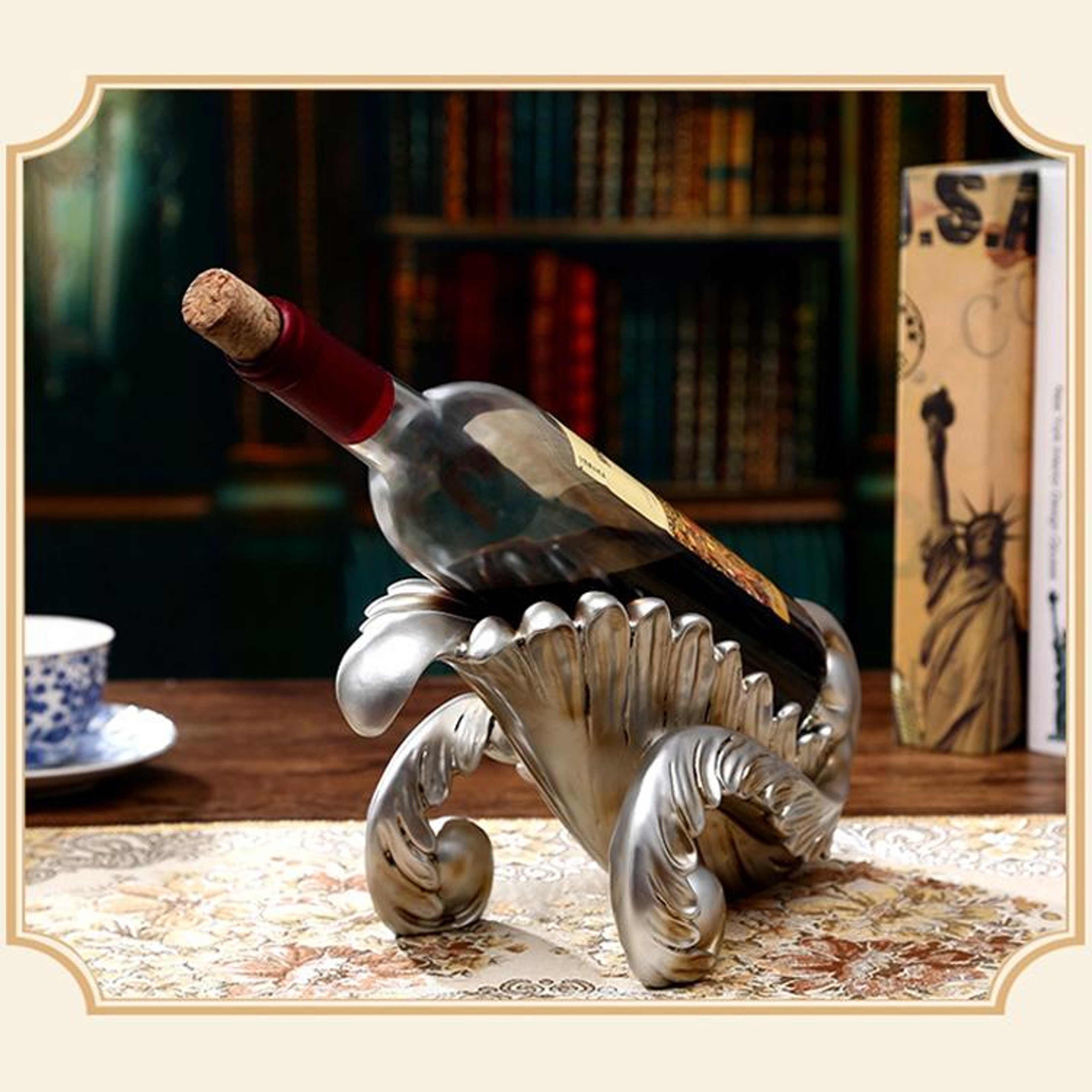 Leaf Shape Creative Red Wine Shelf Drain Rack Bottle Holder Ornament Resin Home Decoration 3