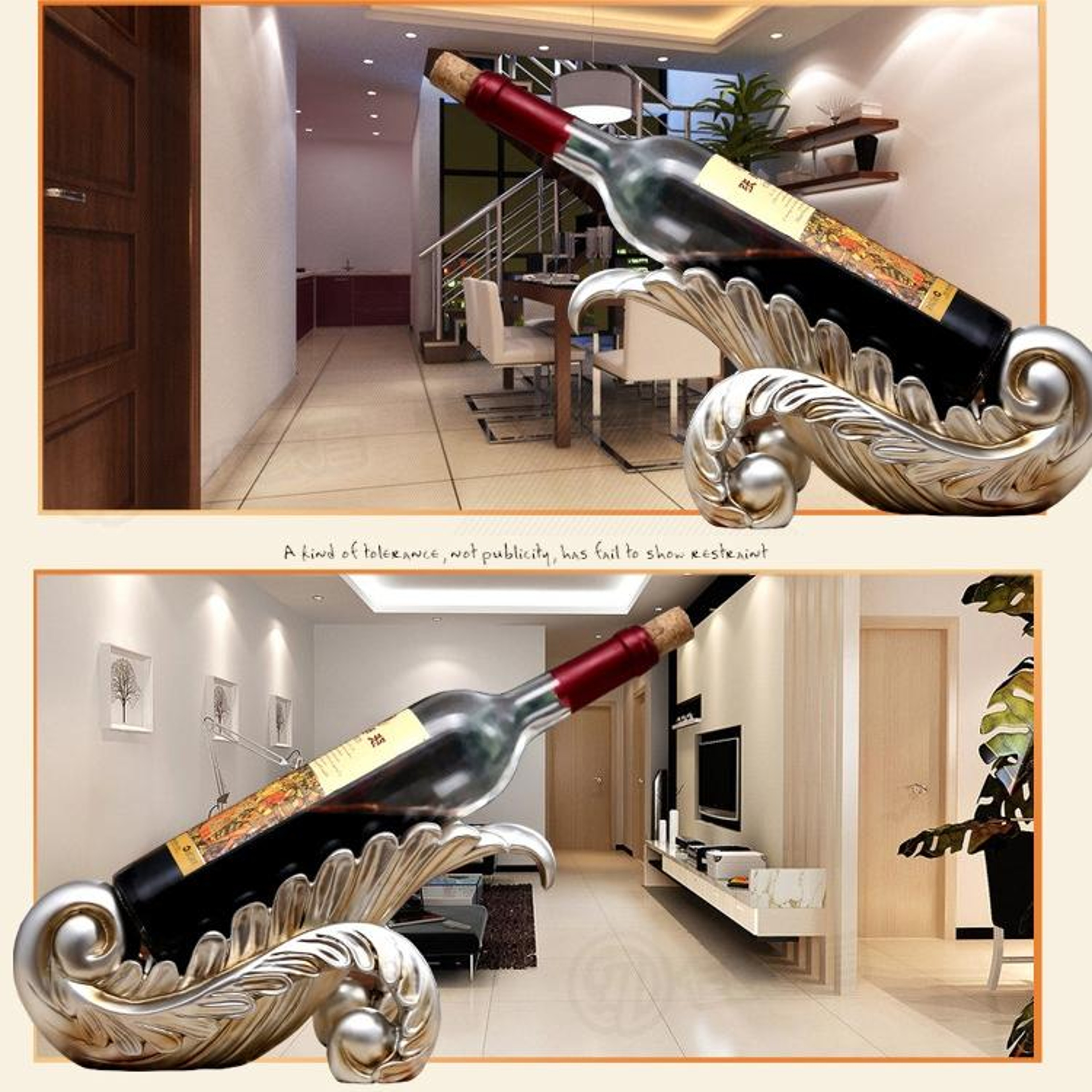 Leaf Shape Creative Red Wine Shelf Drain Rack Bottle Holder Ornament Resin Home Decoration 7
