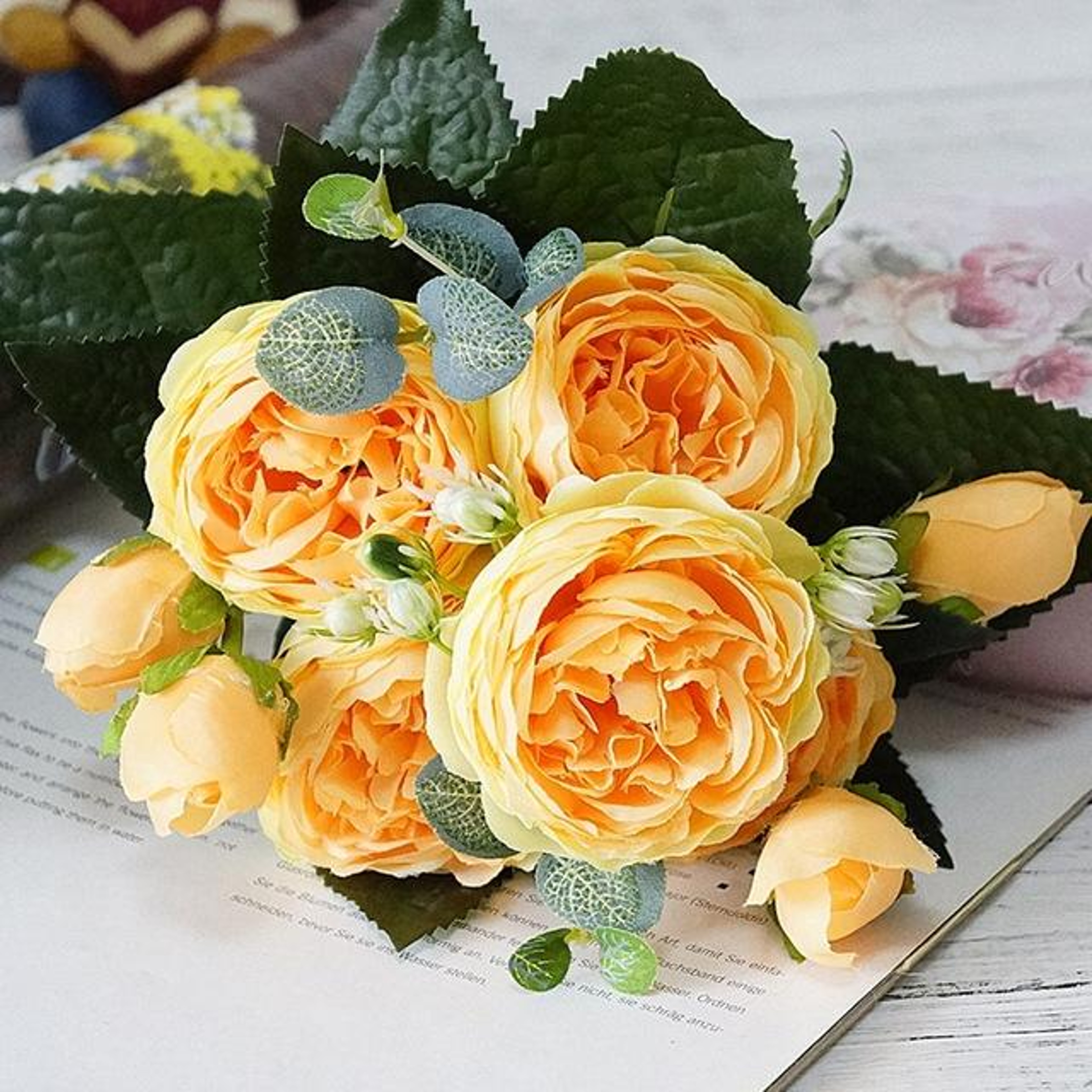 5PCS Artificial Rose Bouquet For Home Decor Wedding Flower Decoration  Party Table Centerpieces 3