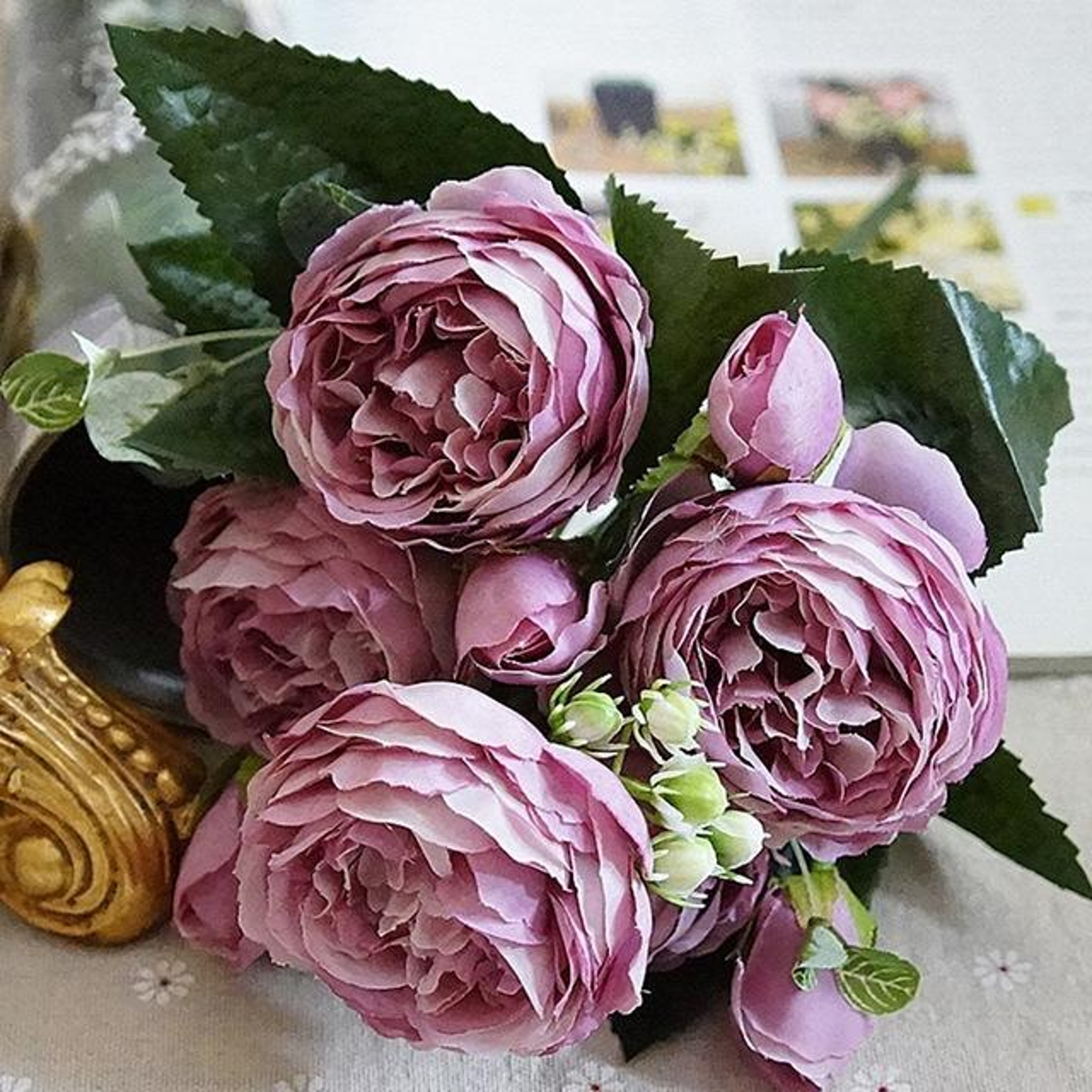 5PCS Artificial Rose Bouquet For Home Decor Wedding Flower Decoration  Party Table Centerpieces 5