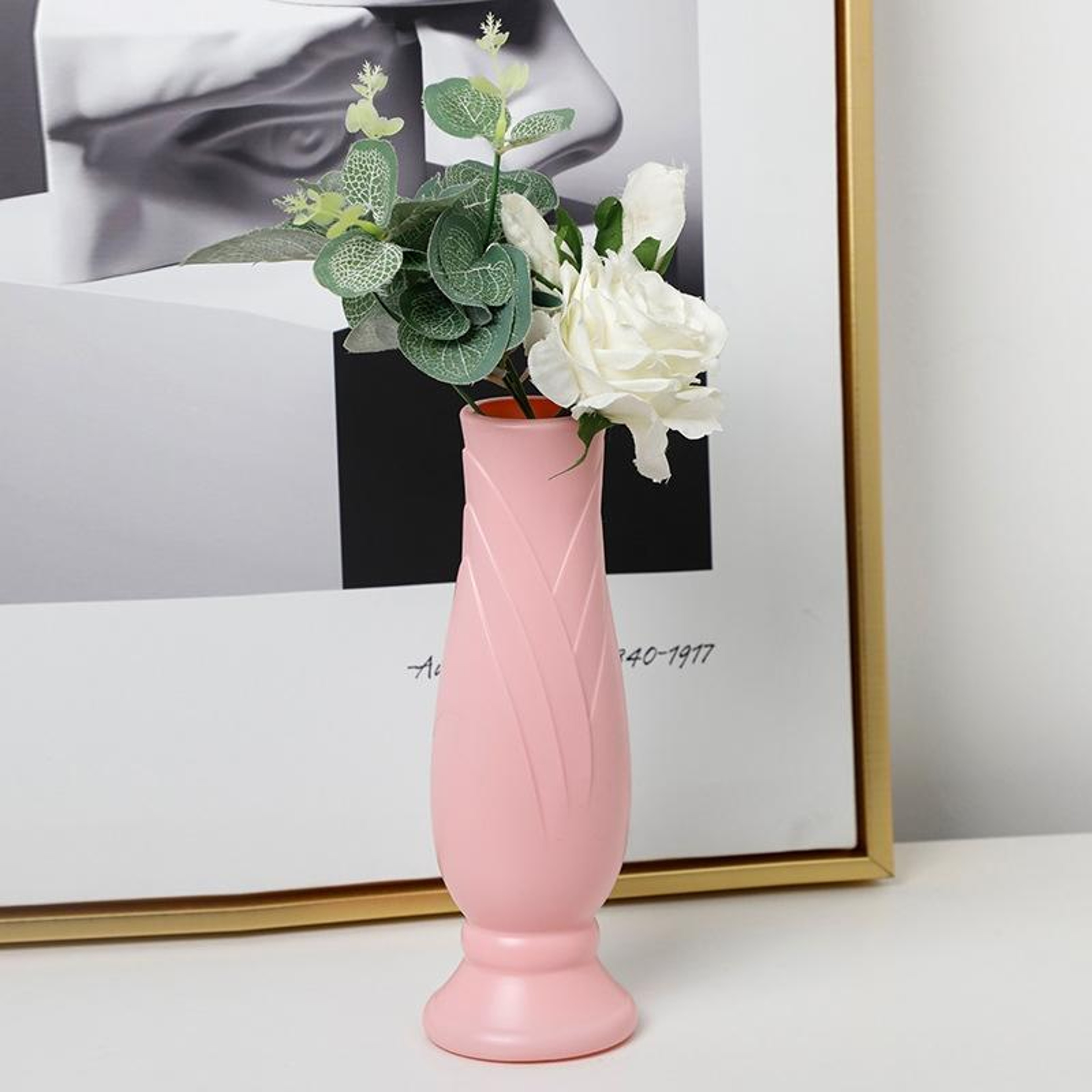 Petal Plastic Decorative Vase Modern Faux Ceramic Flower Vase For Elegant Home Decor 6