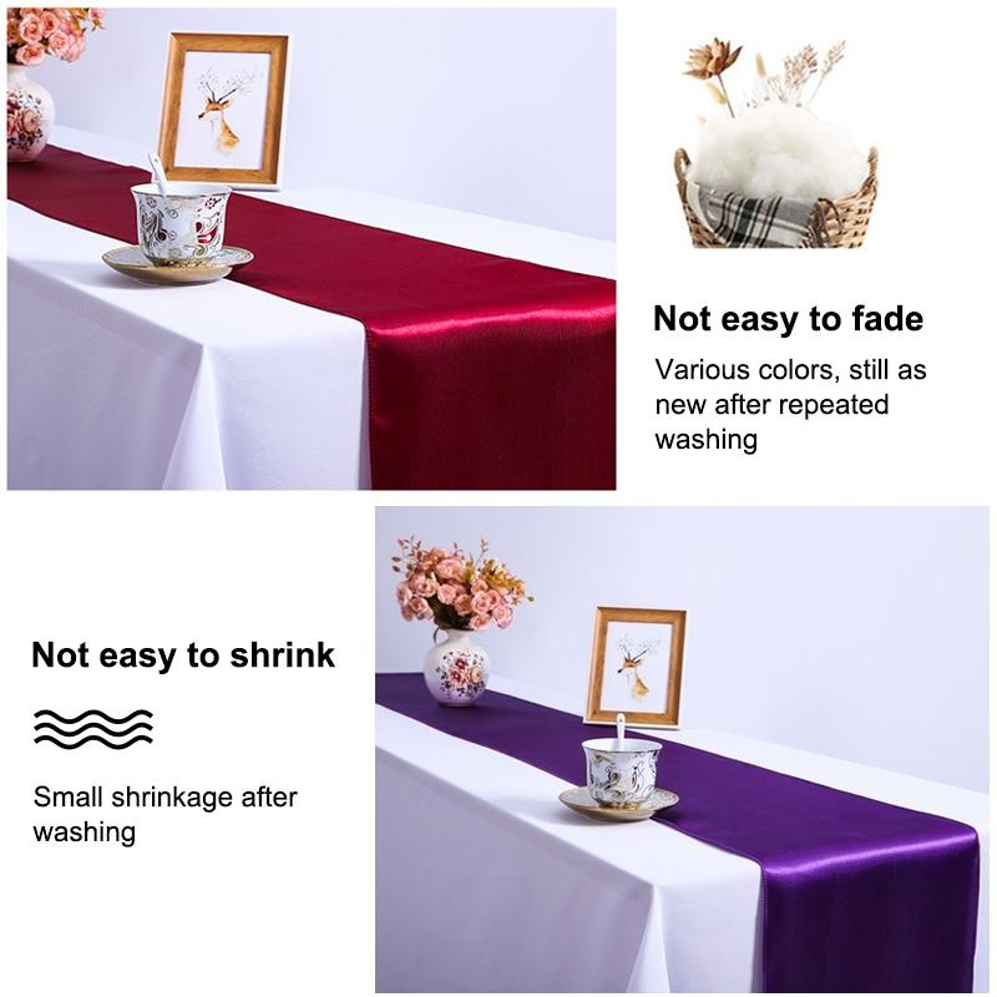 Luxury Satin Table Runner For Wedding Party  Christmas Table Decoration 4