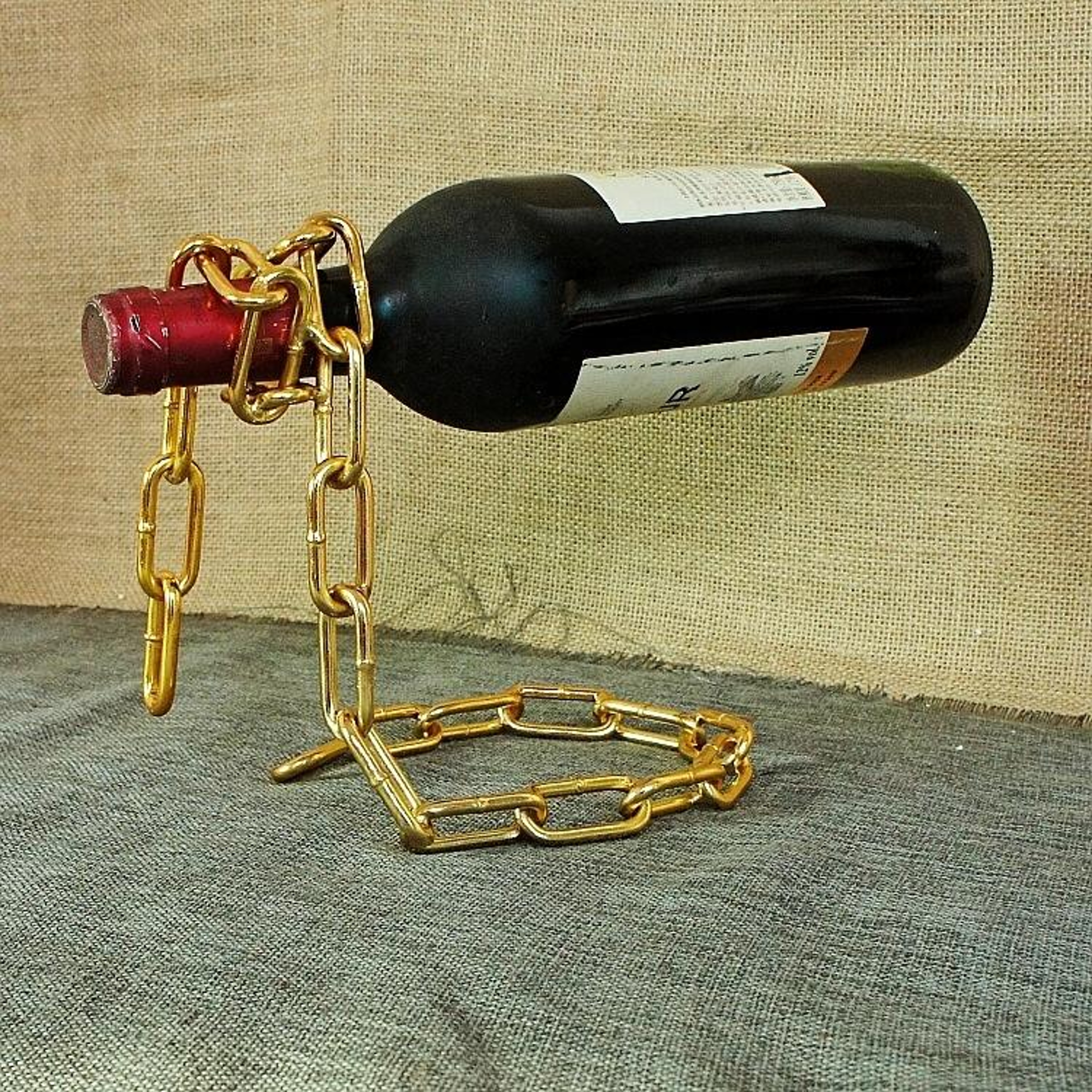 Modern Wine Bottle Rack Decorative Chain Iron Wine Bottle Holder Stand 0