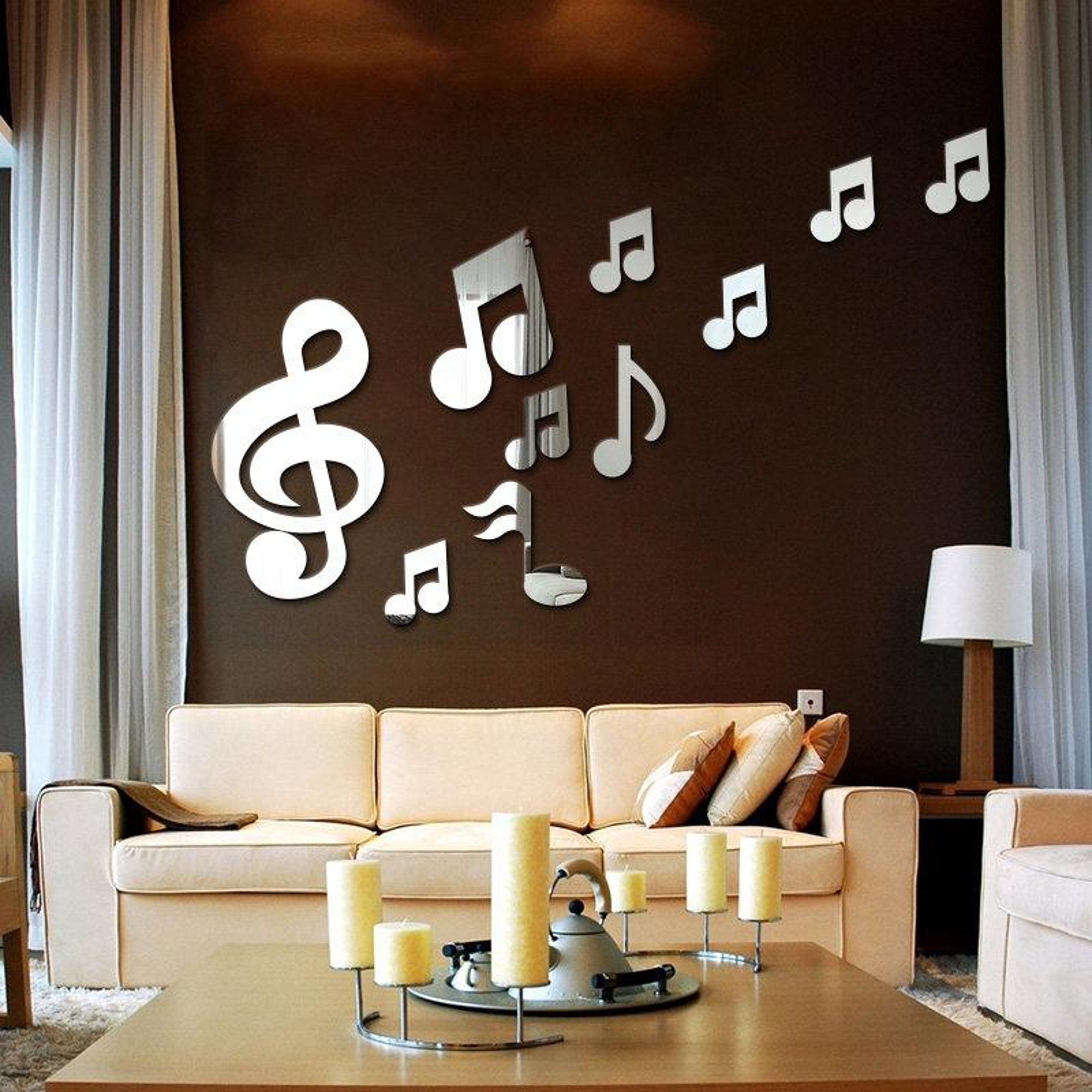 3D Musical Notes Acrylic Mirror Wall Stickers for Living Room DIY Home Decor – view 3