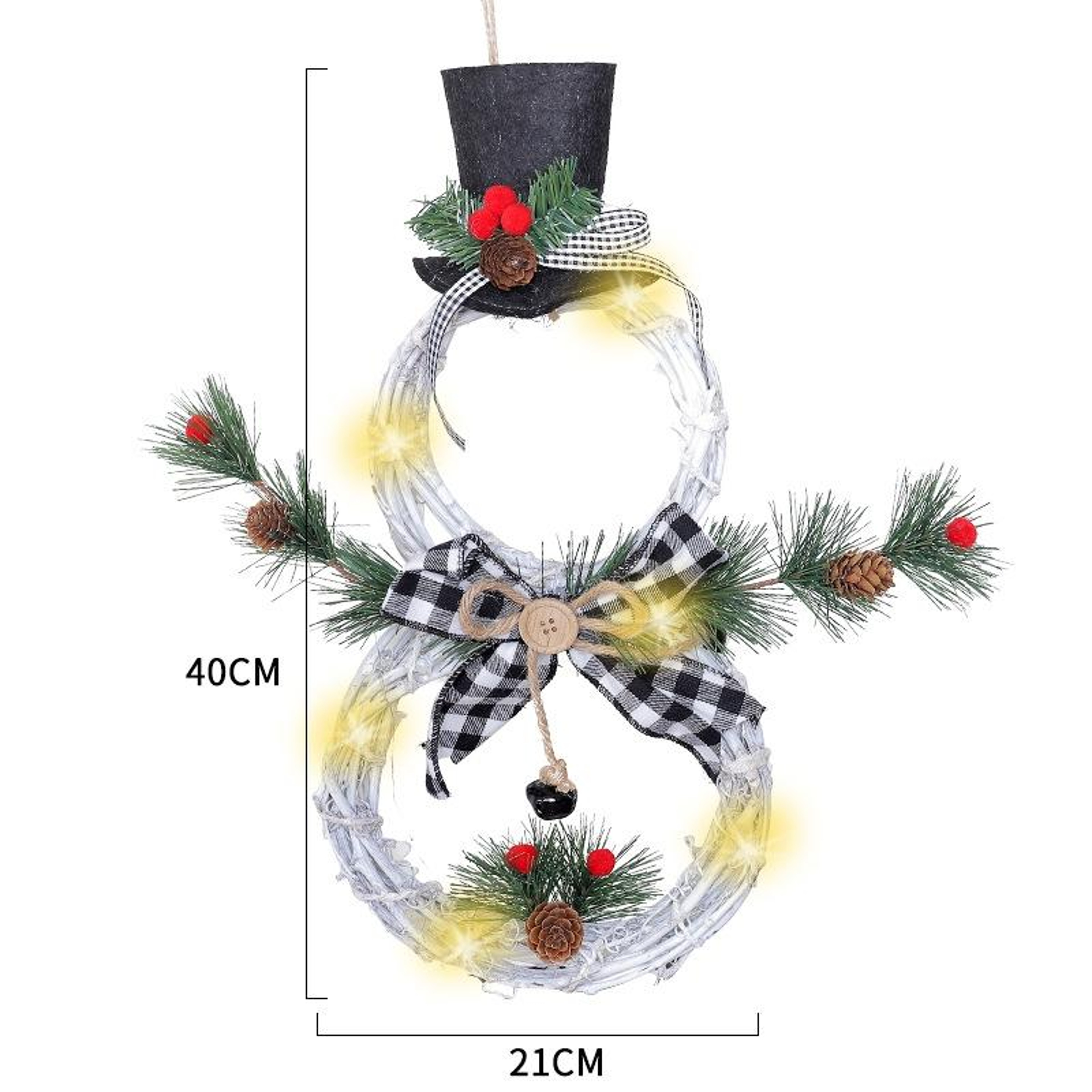 Lighted Christmas Wreath With LED Lights Rustic Christmas Door Wreath Garland Decor 2