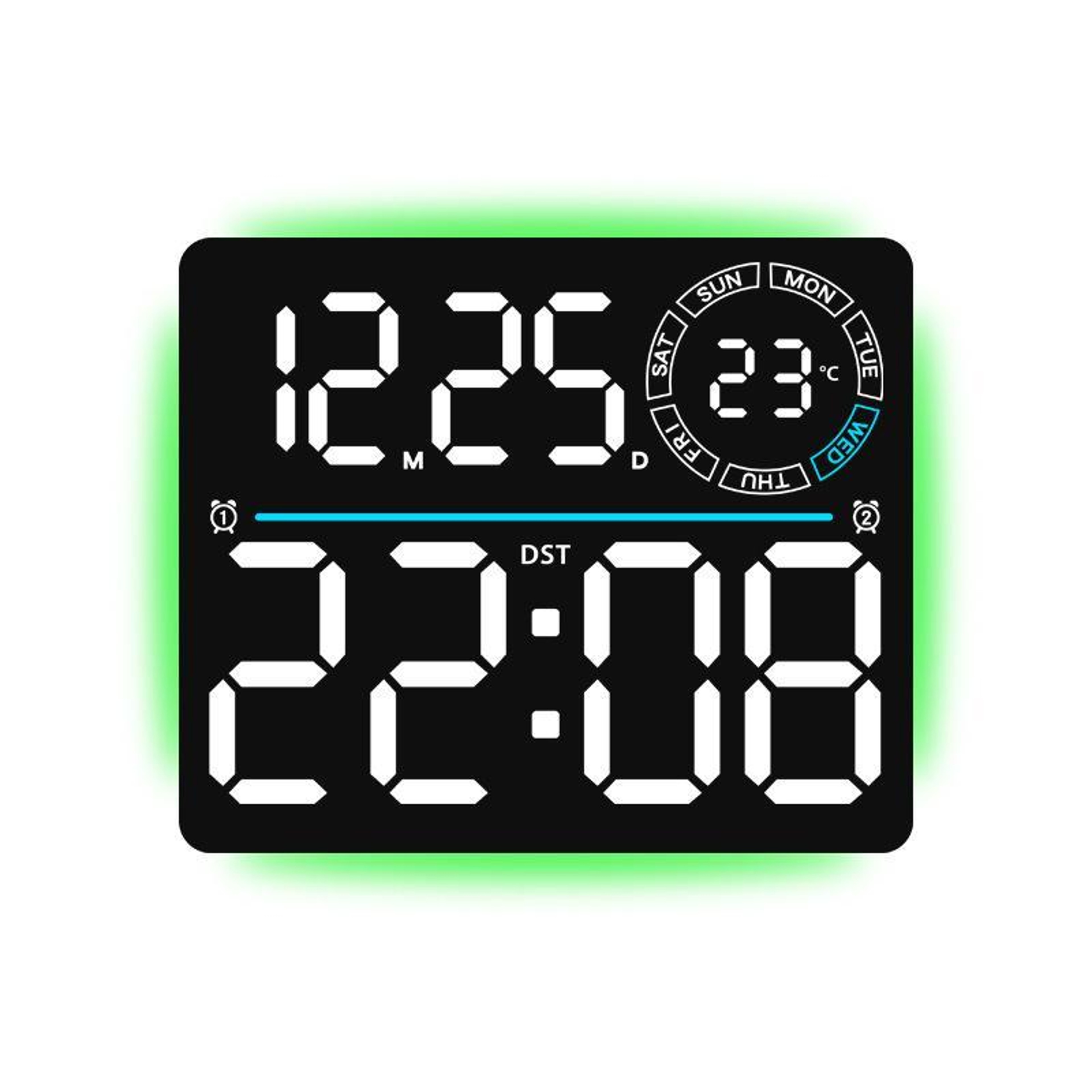 RGB LED Digital Wall Clock With Large Display Dual Alarm Timer  Ambient Night Light 11