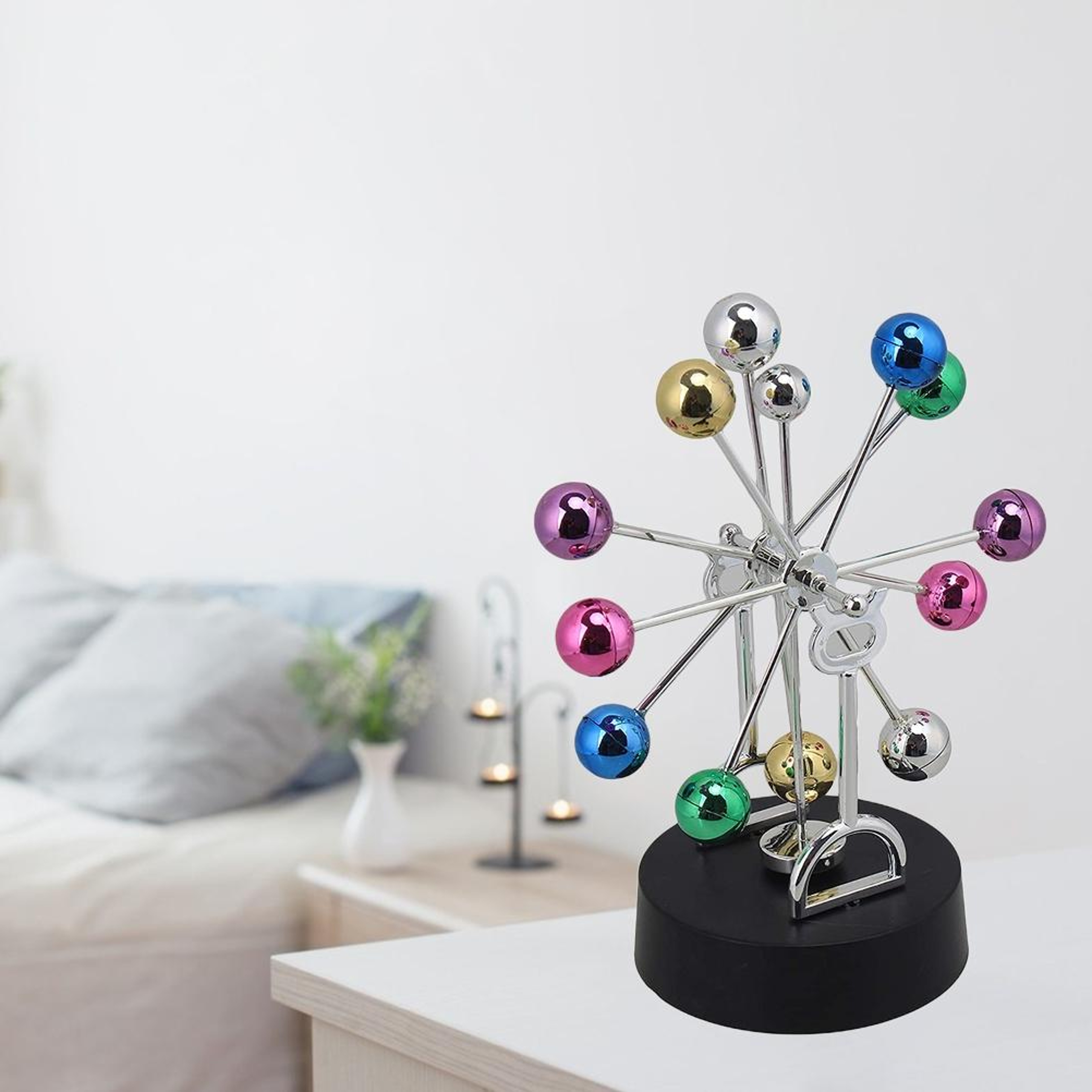 ColorFlow Perpetual Motion Desk Toy Ferris Wheel Magnetic Desk Decor USB Kinetic Sculpture 0