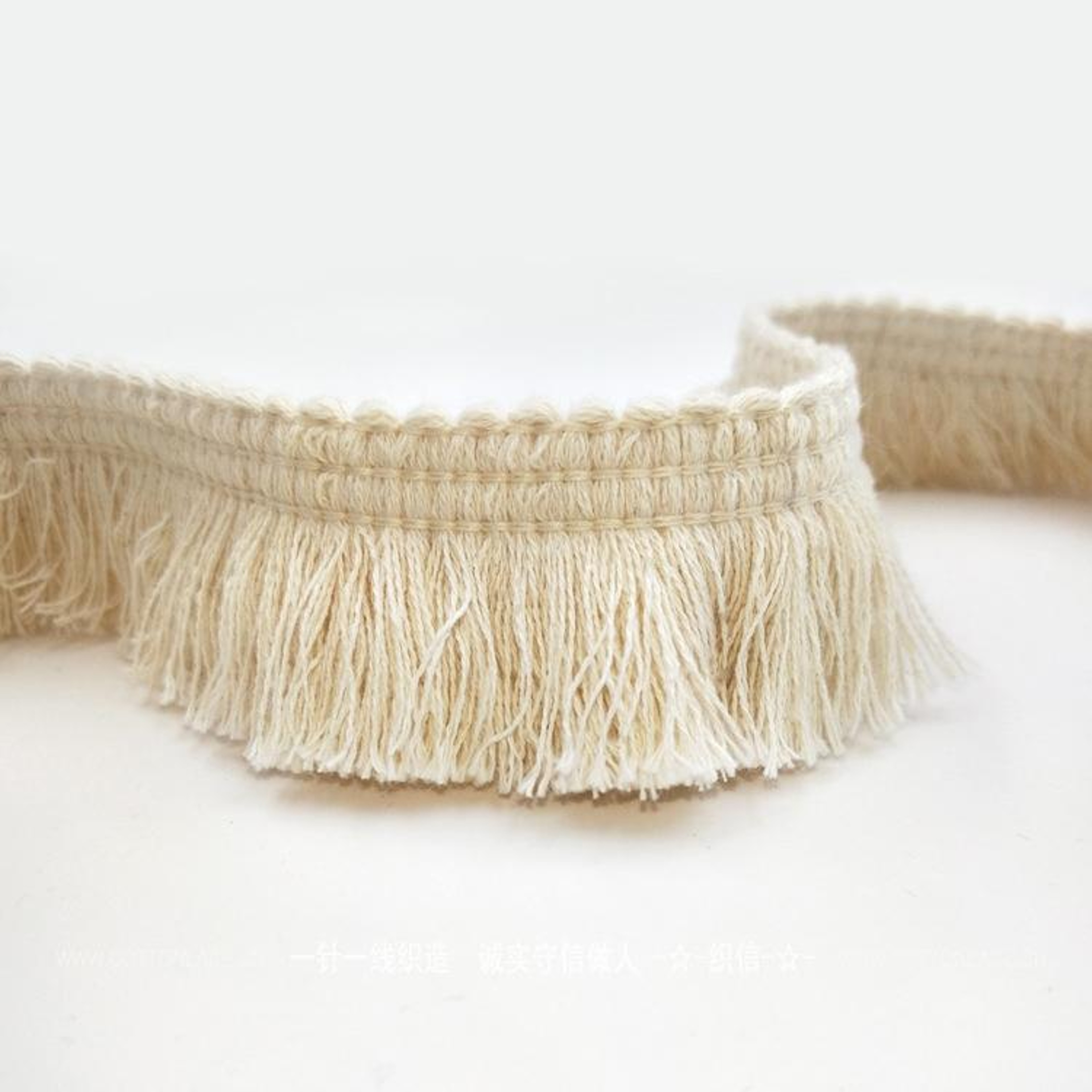 Beige Cotton Tassel Trim Decorative Lace Ribbon for Sewing, Curtains & DIY Crafts – view 2