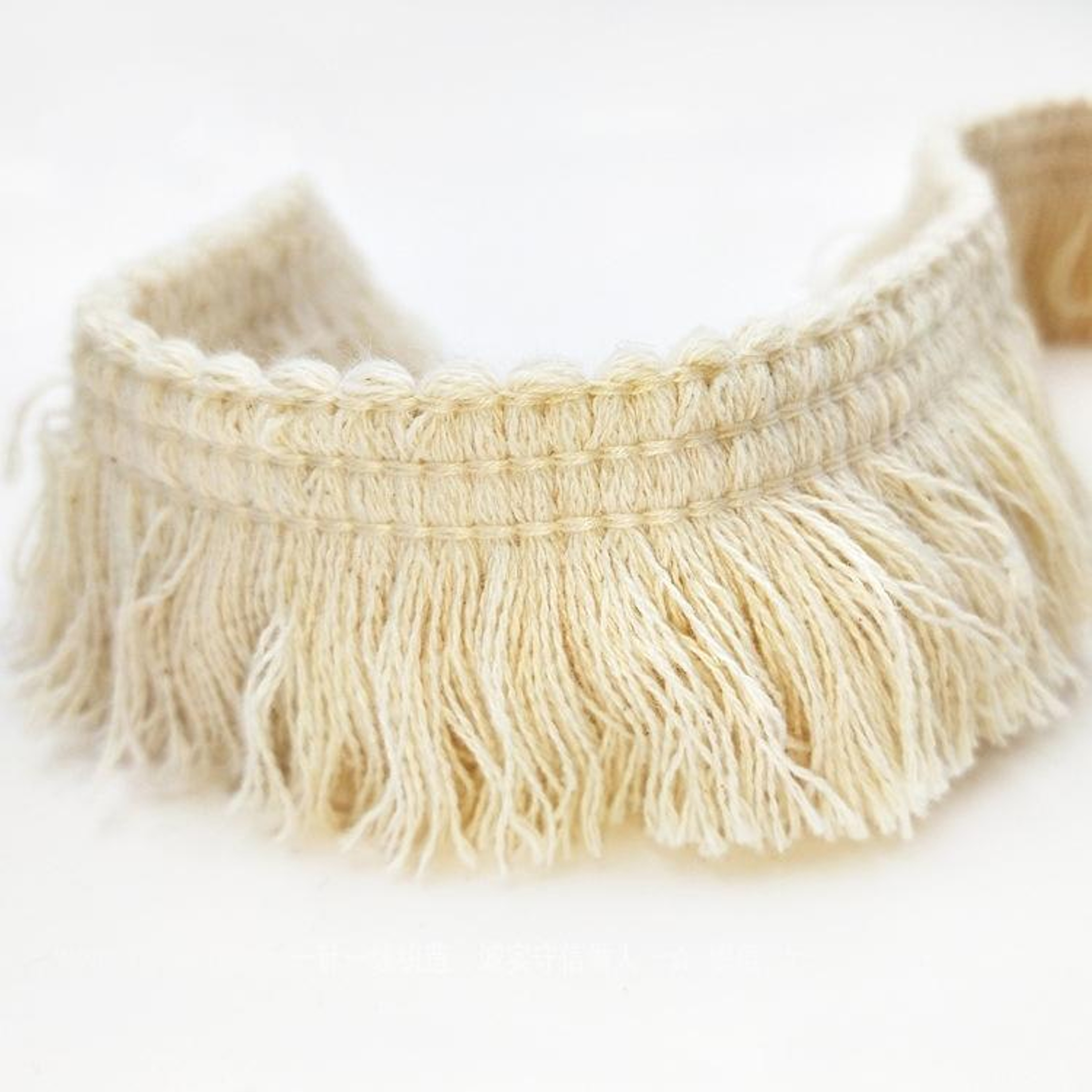 Beige Cotton Tassel Trim Decorative Lace Ribbon for Sewing, Curtains & DIY Crafts – view 3