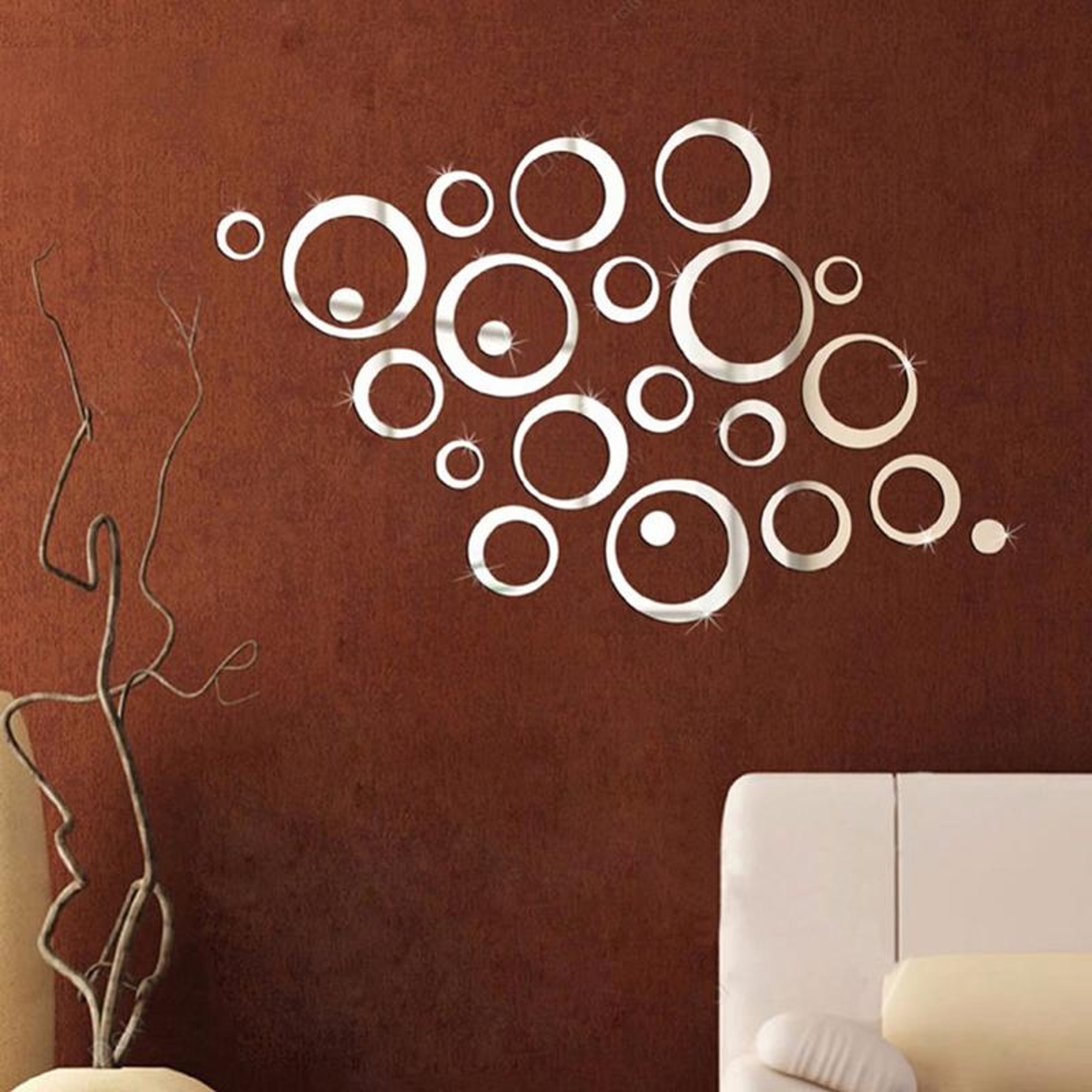 3D Acrylic Mirror Wall Stickers 24-Piece DIY Circle Wall Decor for TV Background & Home – view 4