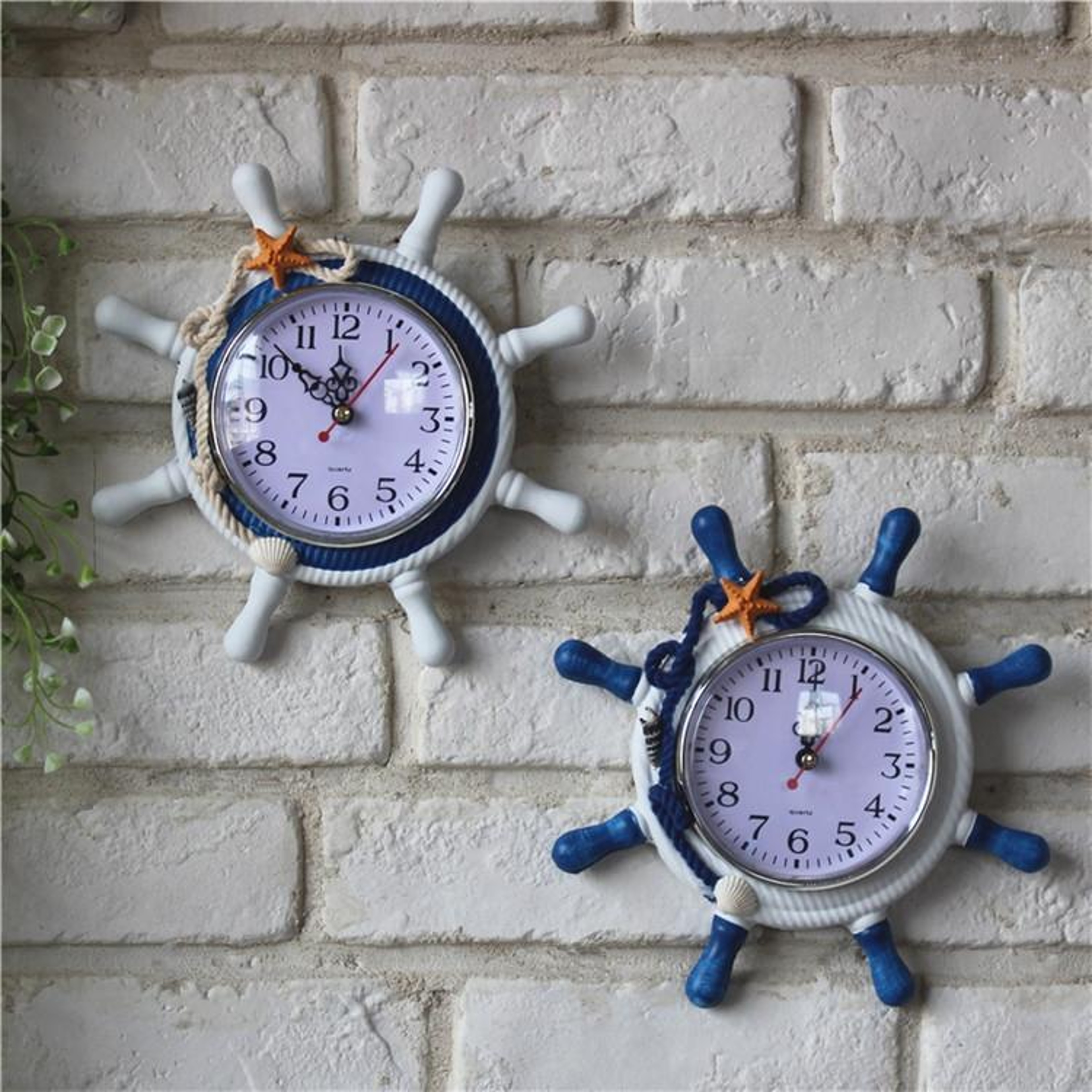 Rustic Nautical Wall Clock Wooden Ship Wheel Decorative Wall Clock For Coastal Home Decor 0