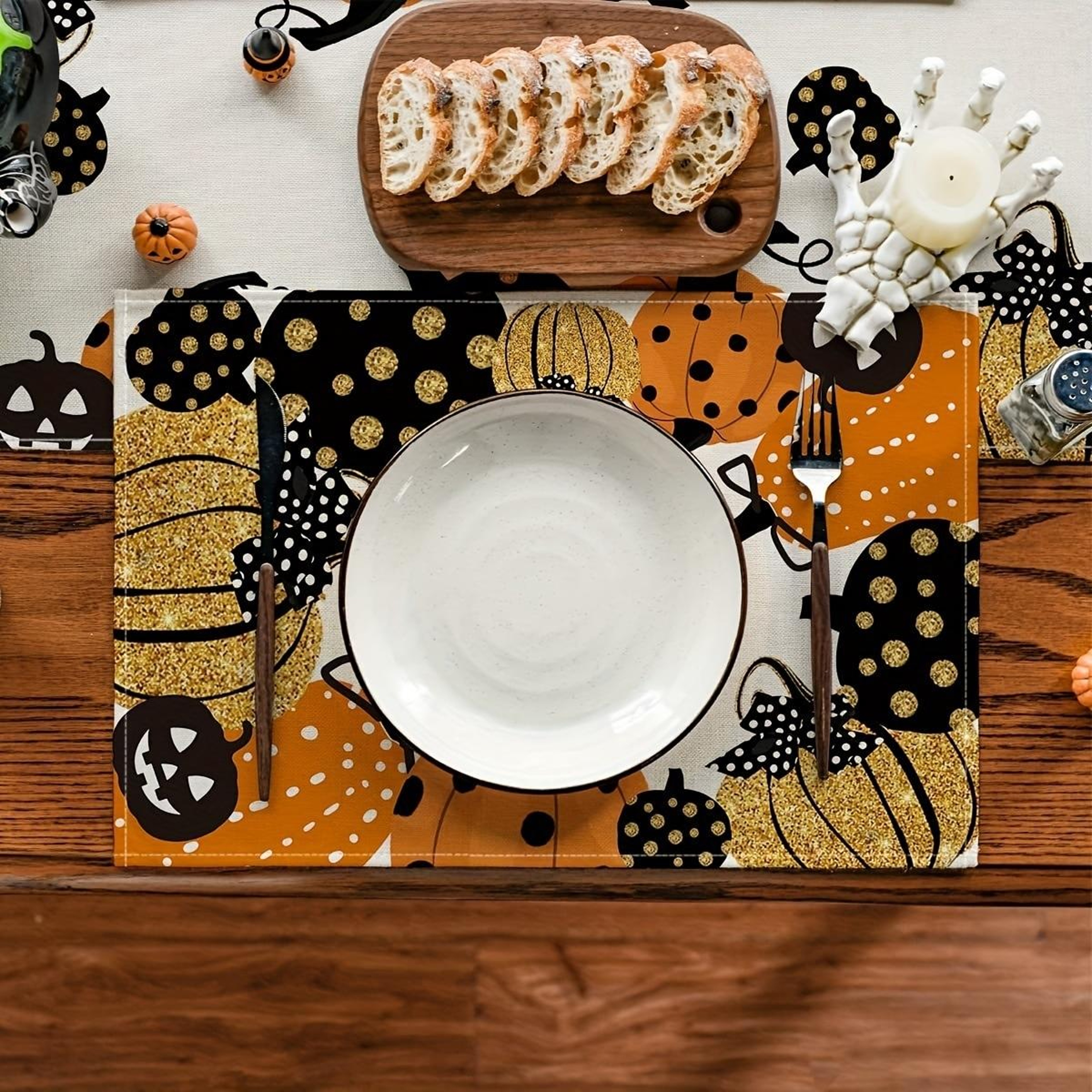 Halloween Linen Table Placemat Decorative Heat Resistant Table Mat for Kitchen, Dining & Party Decor – view 3