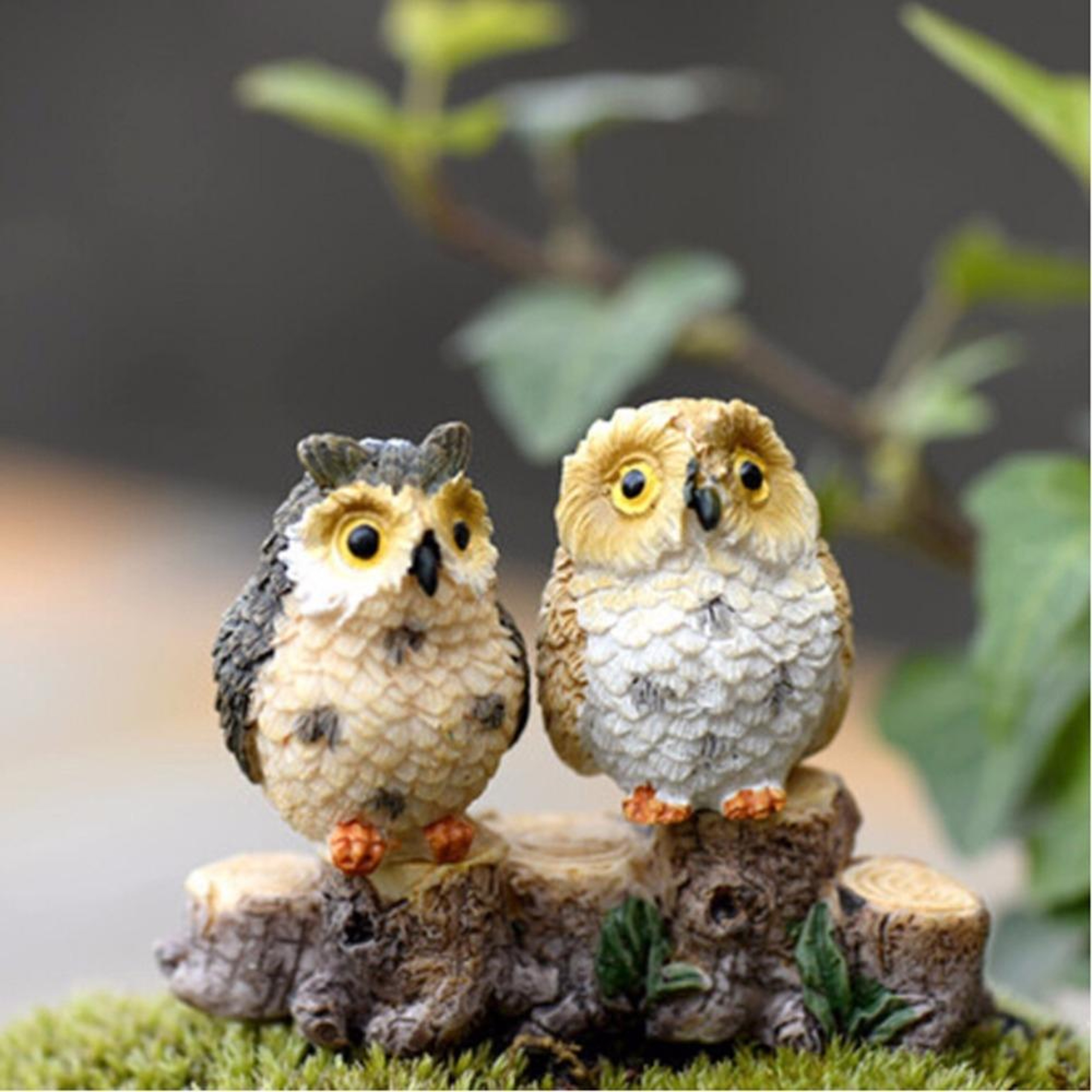 2PCS Mini Resin Owl Figurines for Fairy Garden Accessories & Miniature Garden Decor Random Color – view 2
