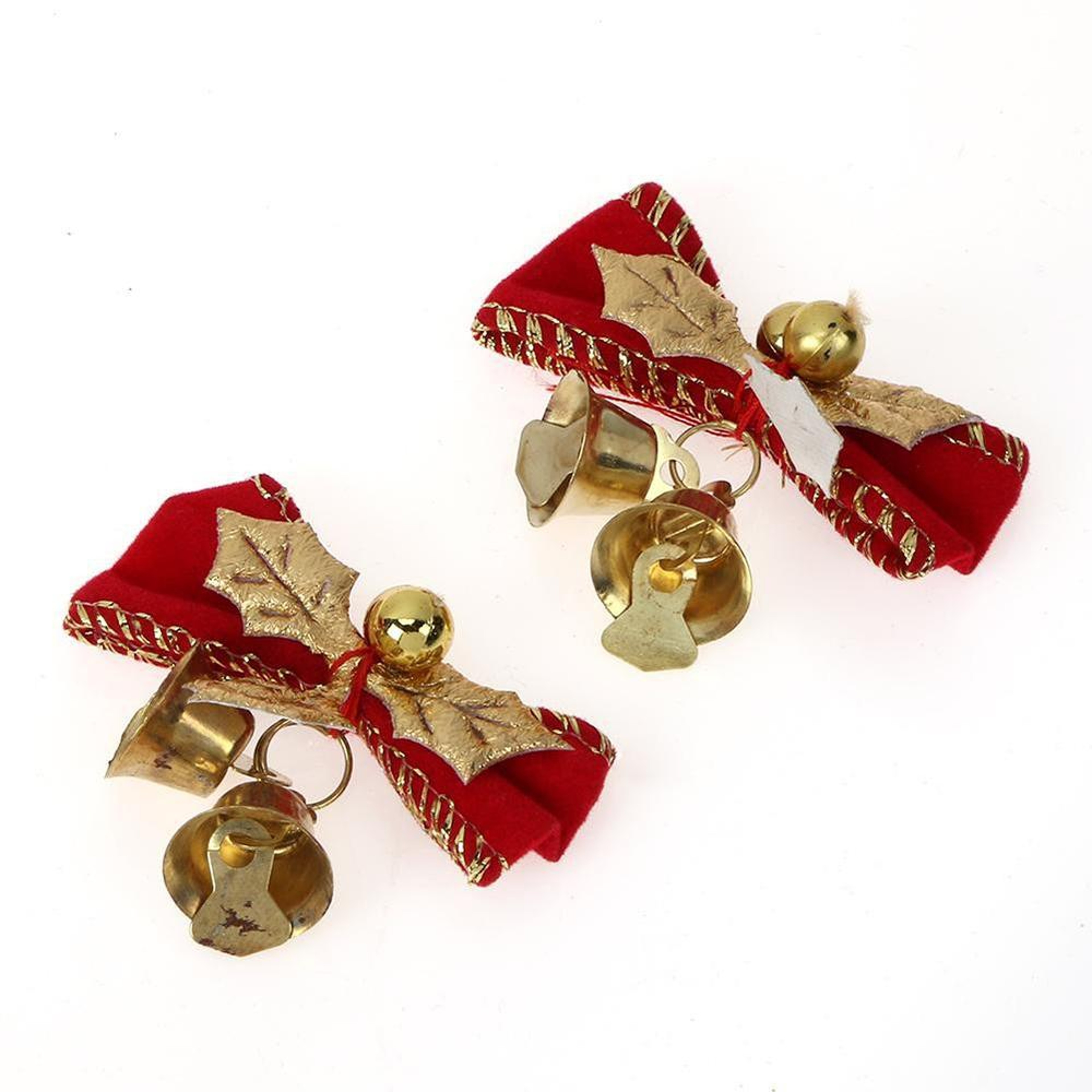 Mini Christmas Tree Ornaments Plaid Bow Set 2 PCS Cute Holiday Tree Decor 1