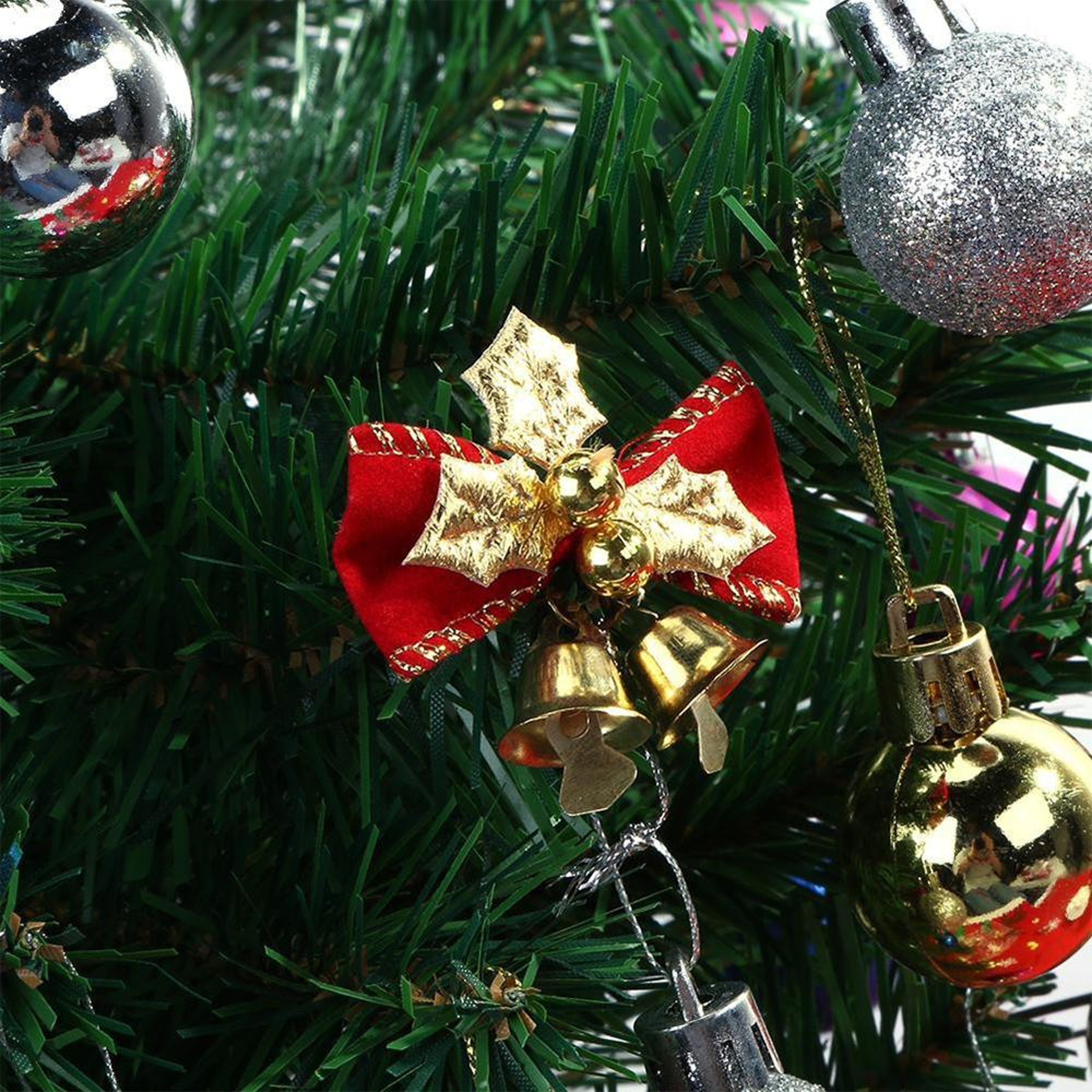 Mini Christmas Tree Ornaments Plaid Bow Set 2 PCS Cute Holiday Tree Decor 3