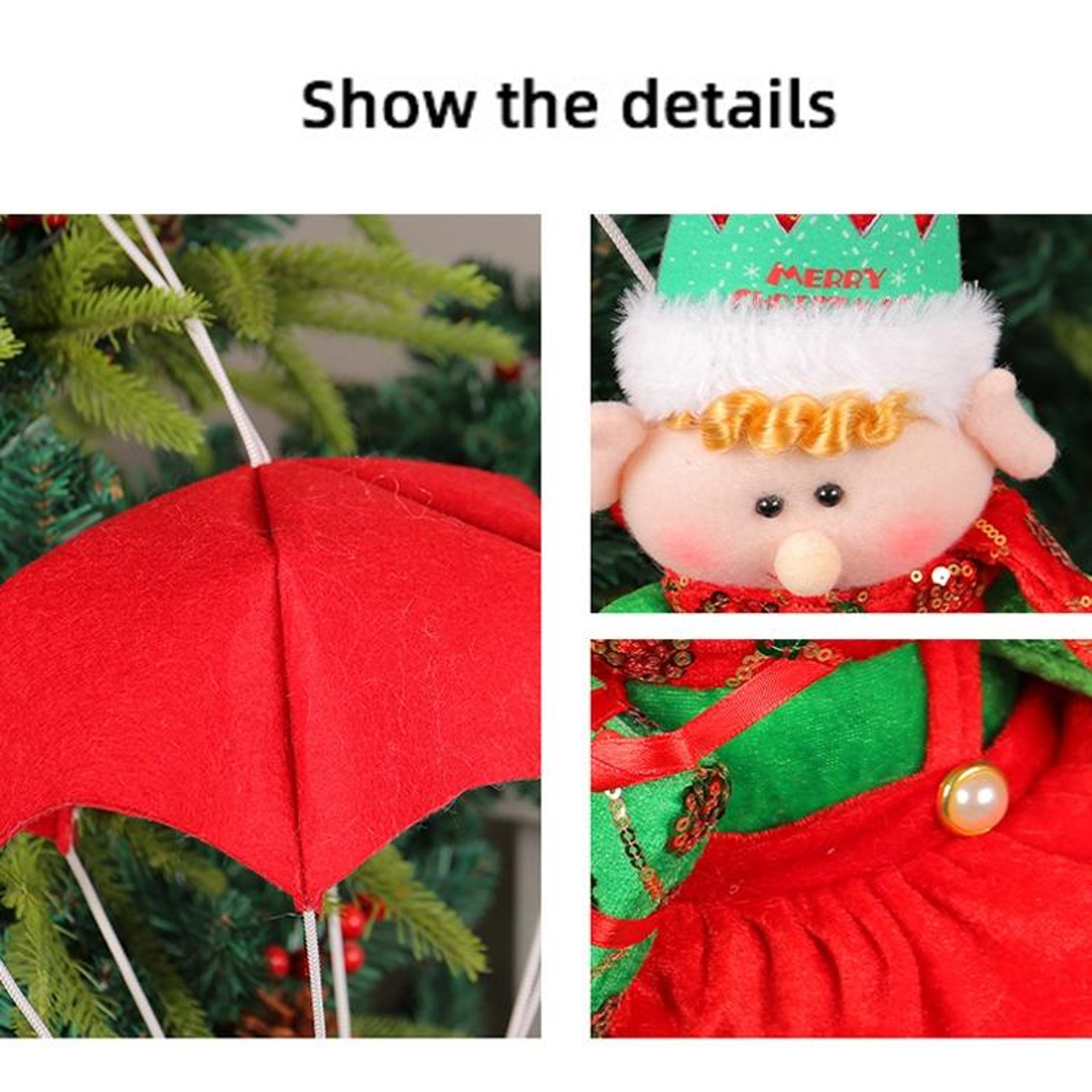 Christmas Elf Parachute Hanging Decoration Plush Ornament For Christmas Tree  Holiday Home Decor 2