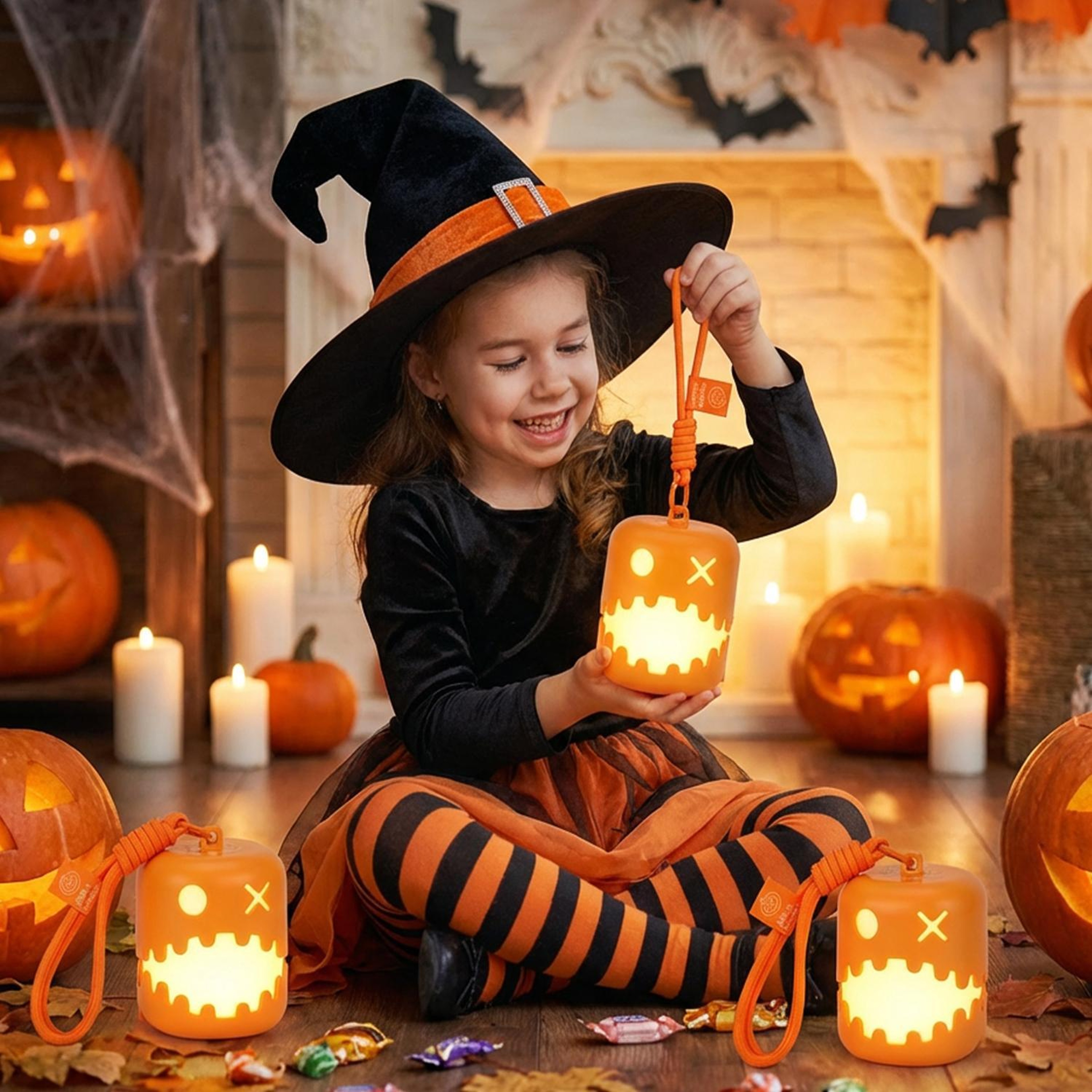 Halloween Pumpkin Lantern Rechargeable RGB Night Light For Halloween Decorations 7