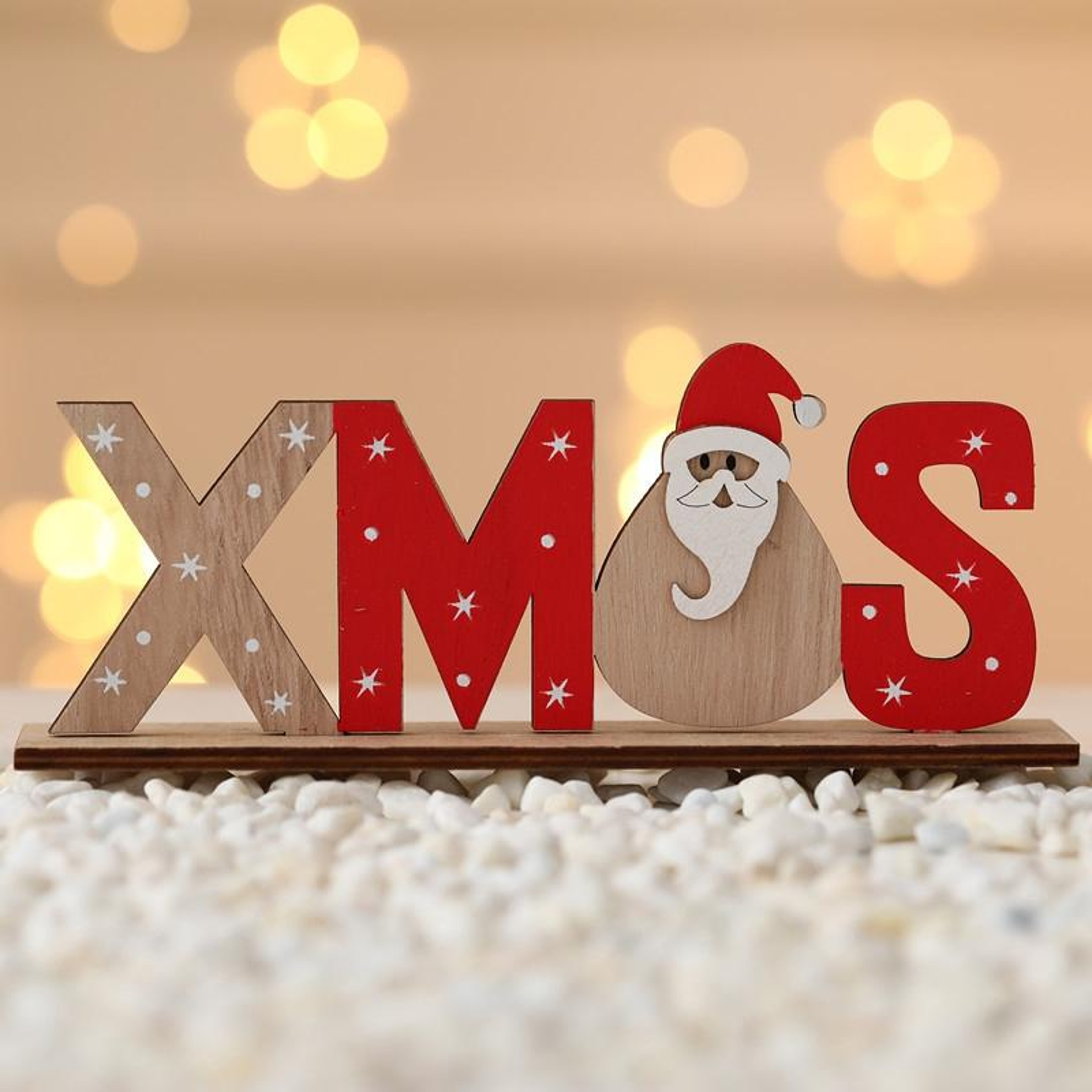 Rustic Wooden Christmas Sign Table Decor Freestanding Holiday Letter Ornament 0
