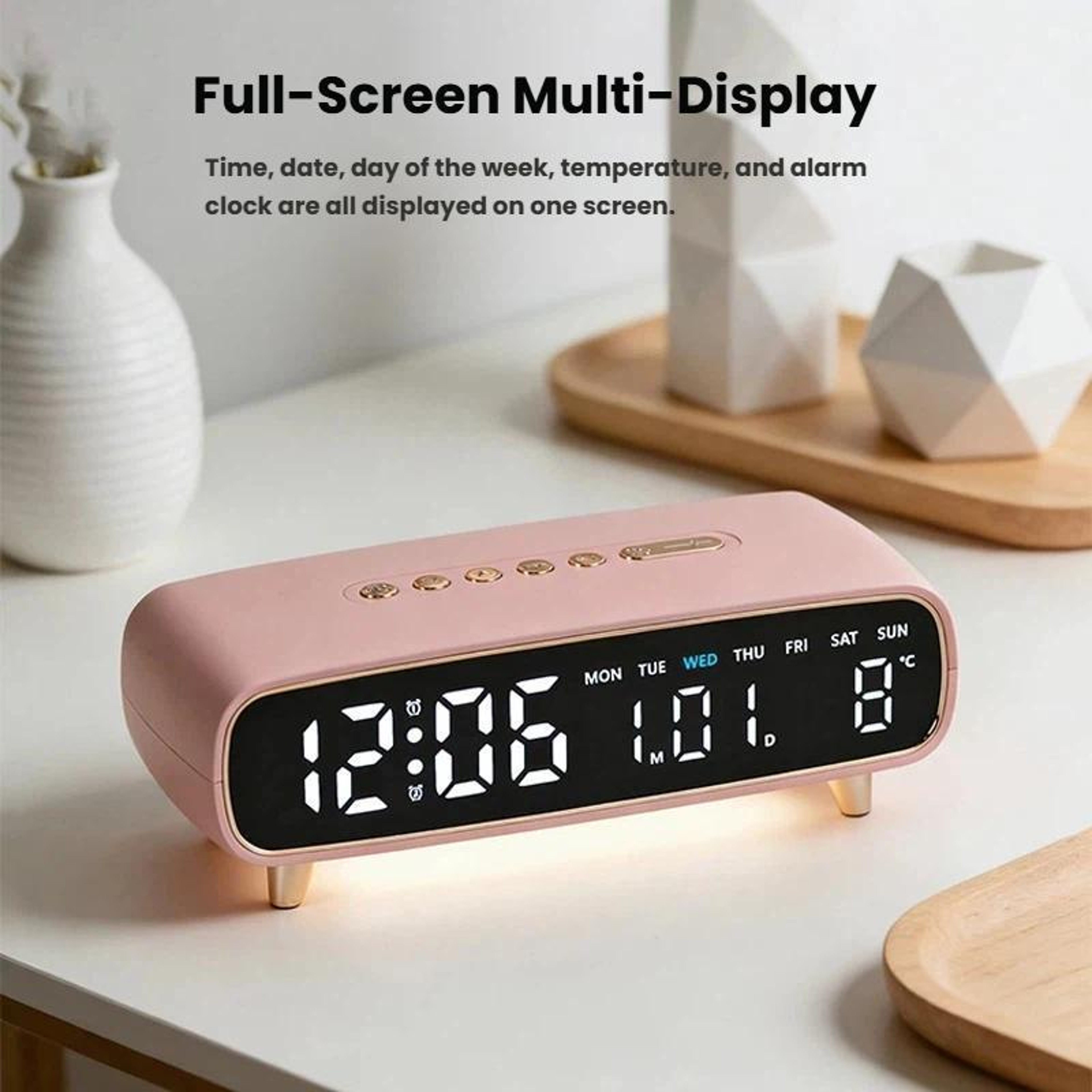 LED Digital Alarm Clock With Night Light Dual Alarm USB Output  Temperature Display 1
