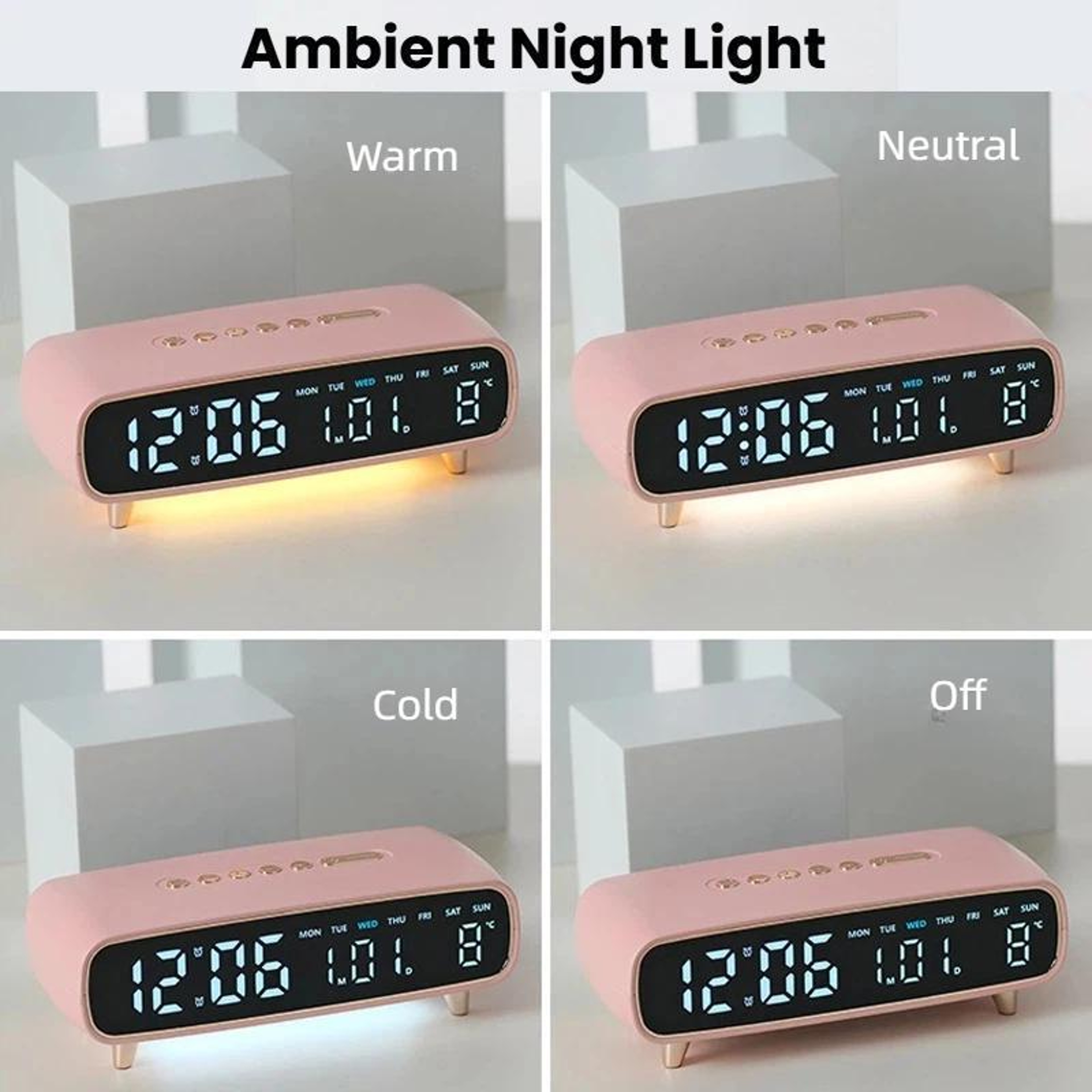 LED Digital Alarm Clock With Night Light Dual Alarm USB Output  Temperature Display 2