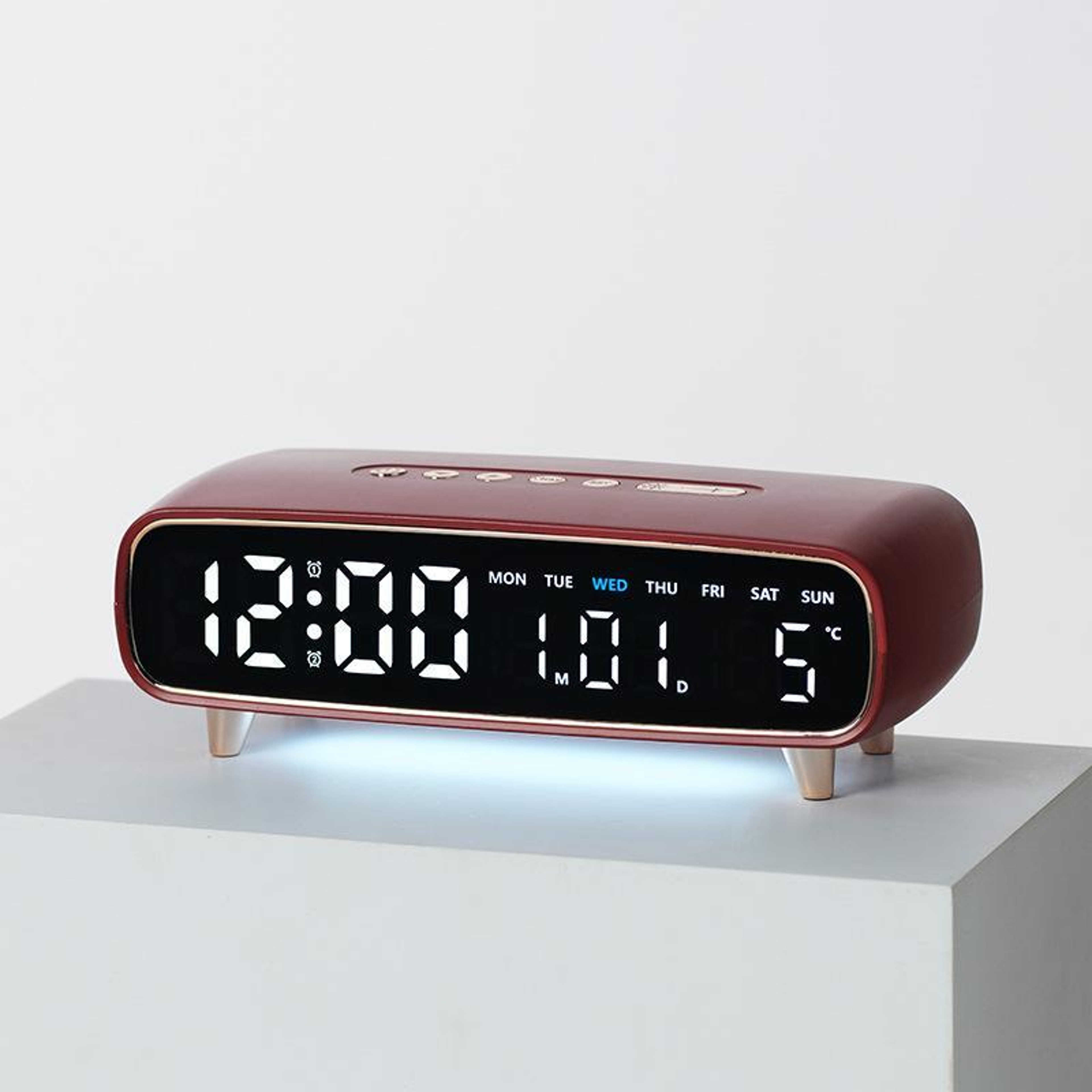 LED Digital Alarm Clock With Night Light Dual Alarm USB Output  Temperature Display 9