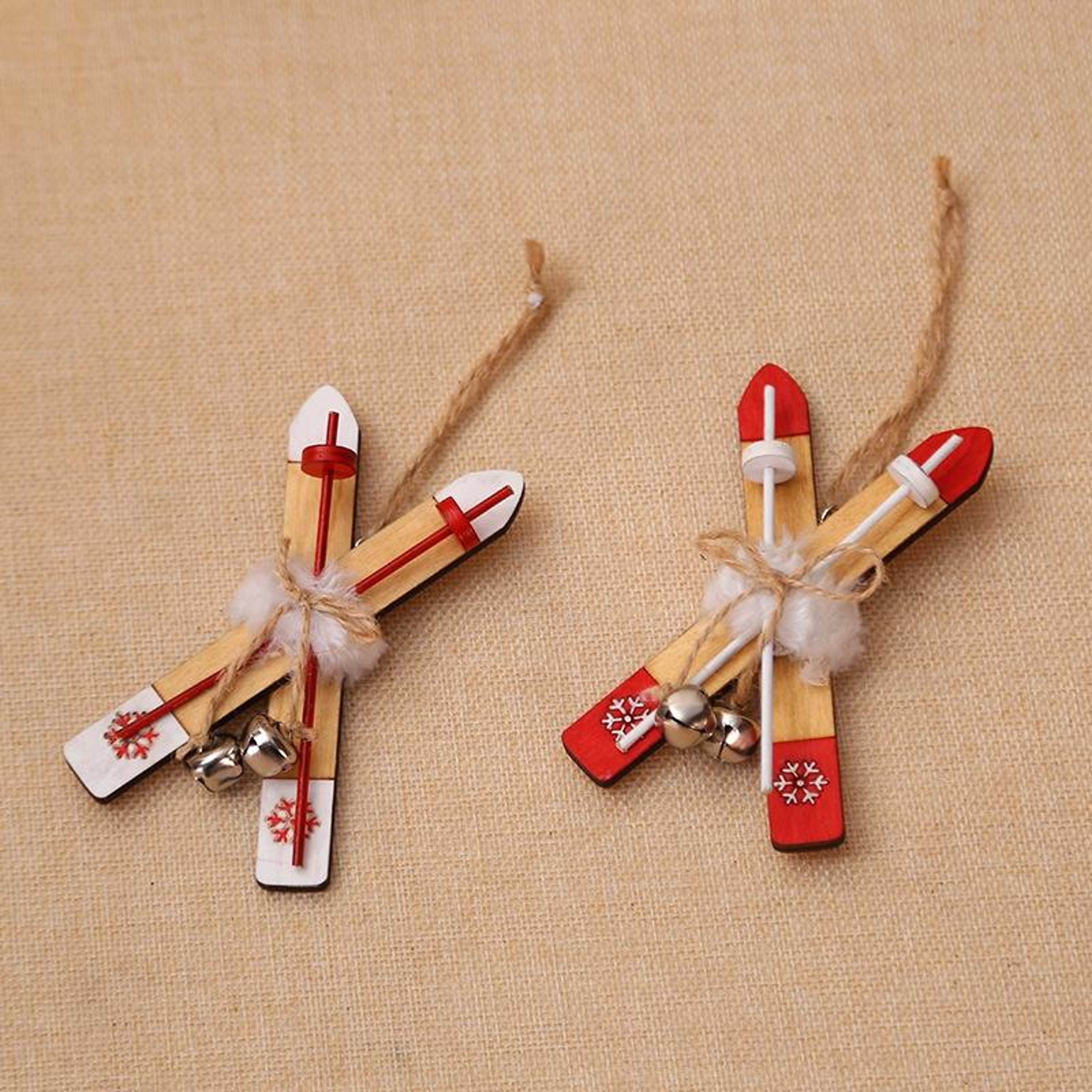 Rustic Wooden Christmas Ornament Sleigh Hanging Christmas Tree Pendant Decor 2