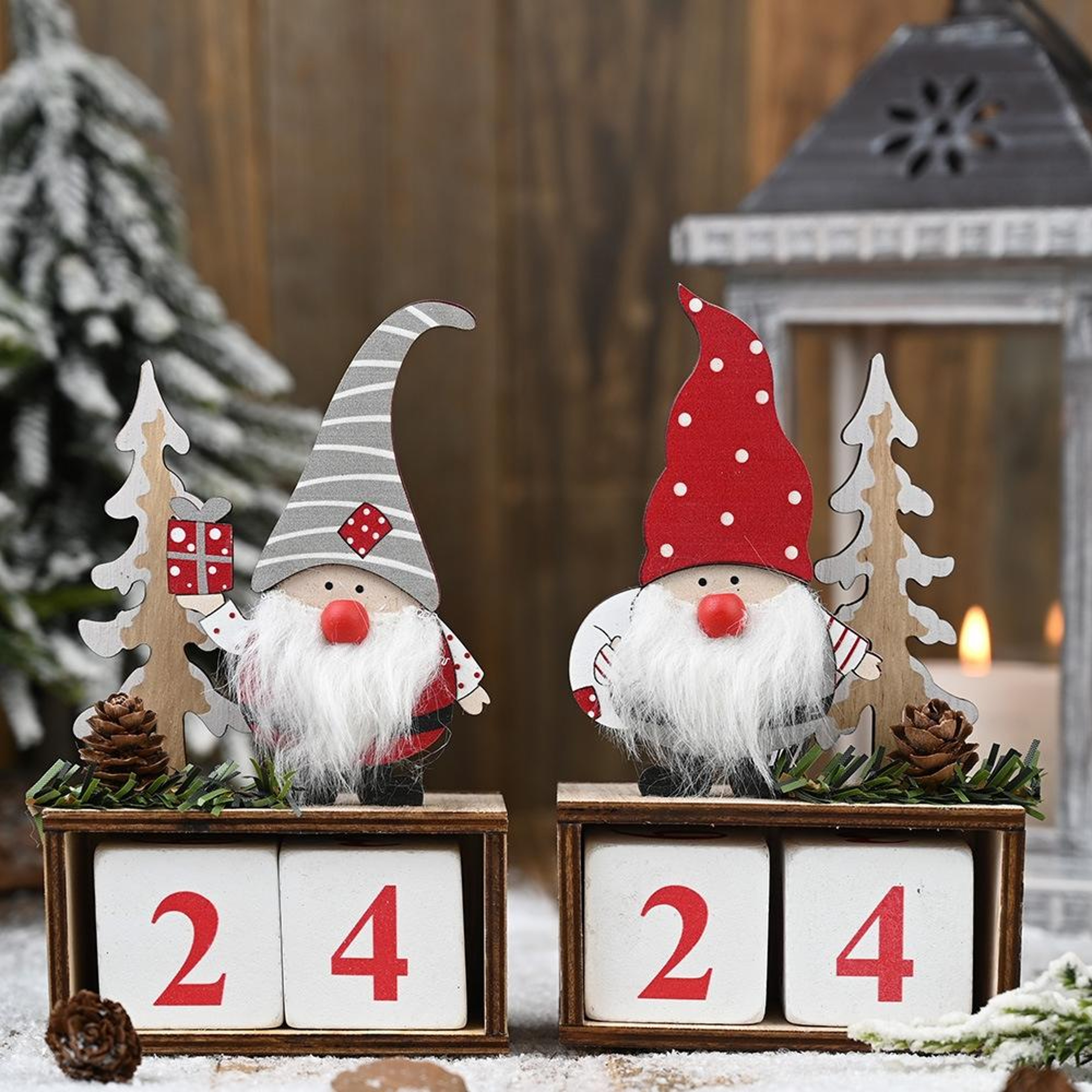 Christmas Wooden Advent Countdown Calendar Ornament Rustic Holiday Decor 1