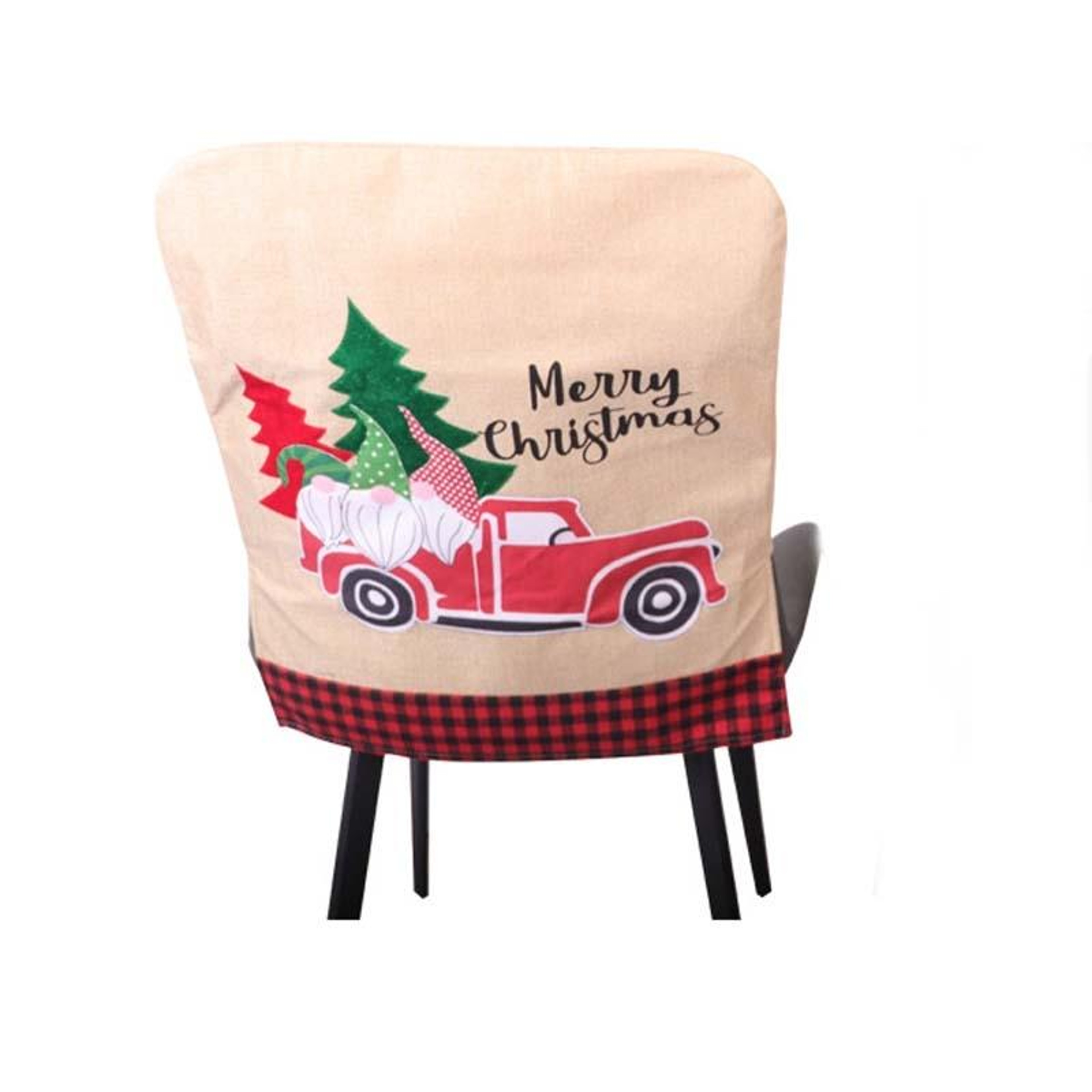 Christmas Linen Chair Cover for Dining Chairs, Reusable Holiday Chair Slipcover Decor – view 1