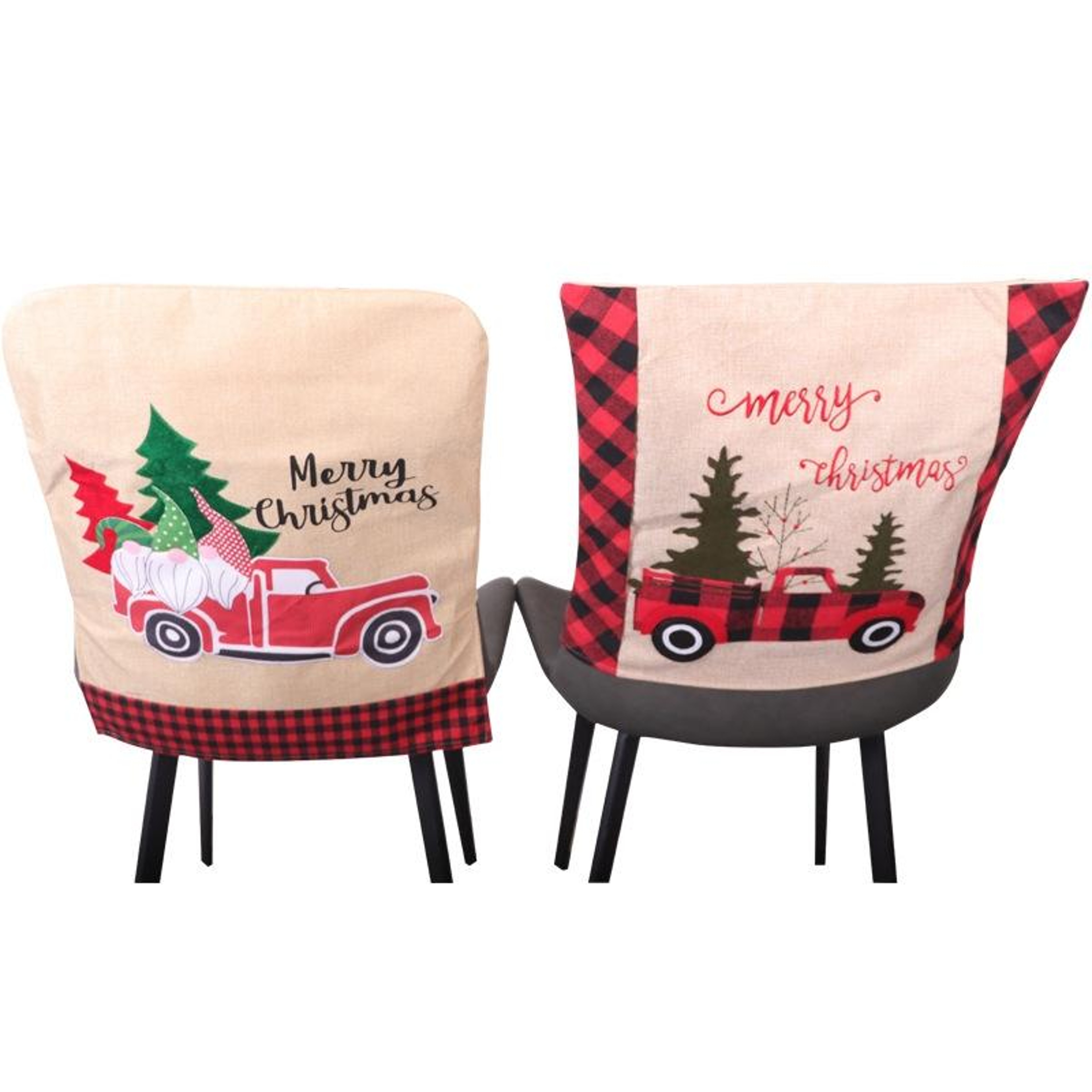 Christmas Linen Chair Cover for Dining Chairs, Reusable Holiday Chair Slipcover Decor – view 5