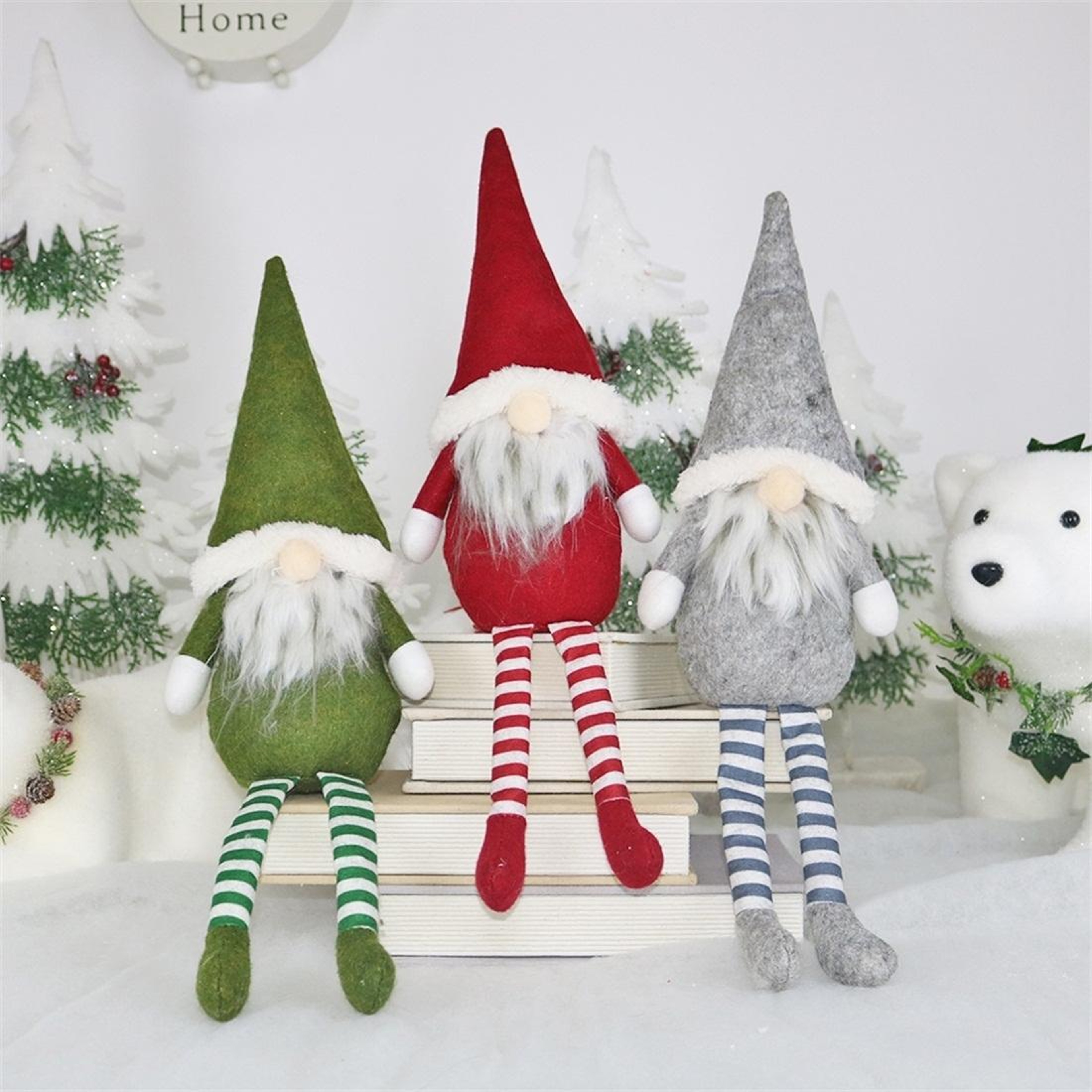 Faceless Christmas Gnome Decoration Plush Window Ornament Nordic Holiday Sitting Doll 0