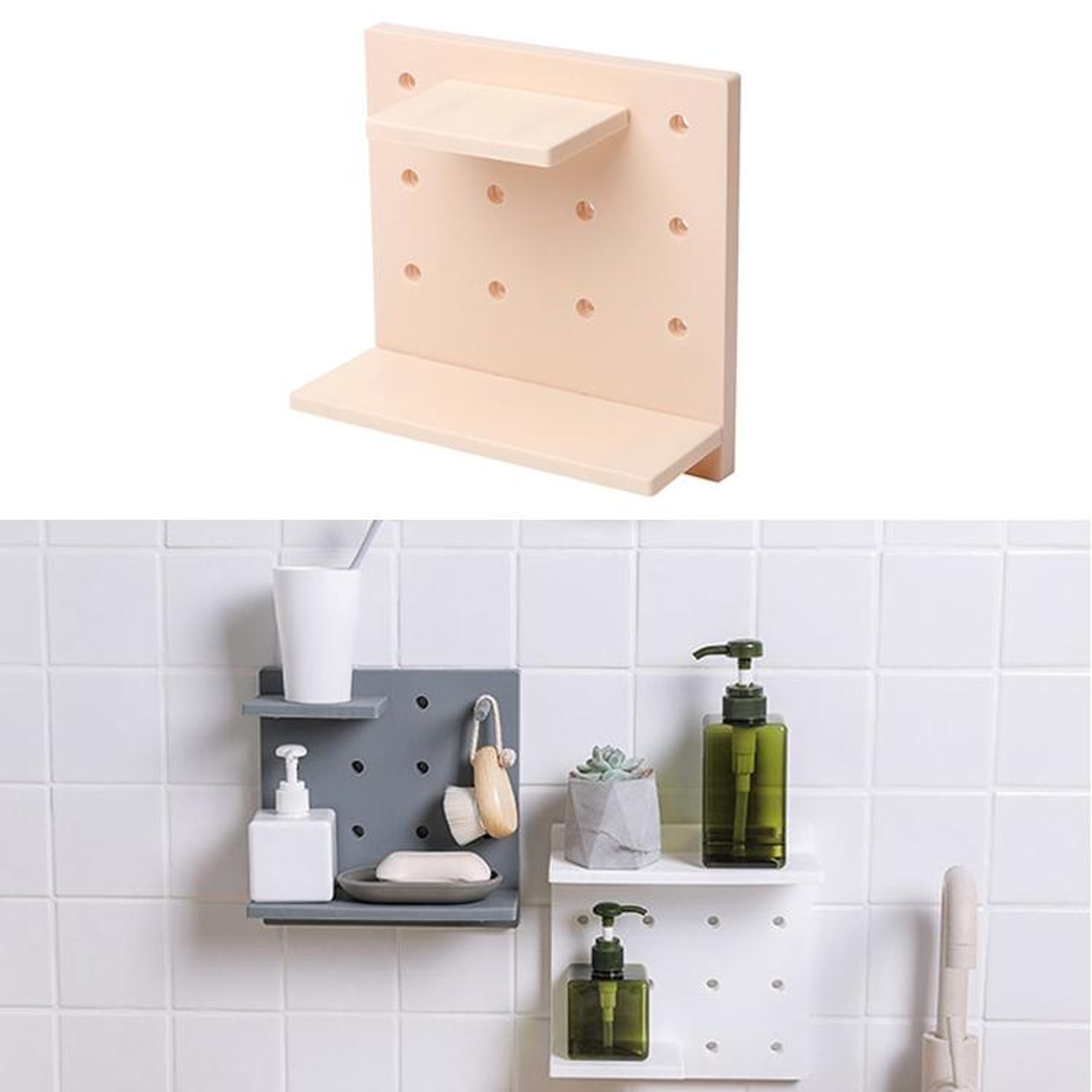 No Drill Adhesive Wall Shelf for Bathroom Kitchen Storage – view 1