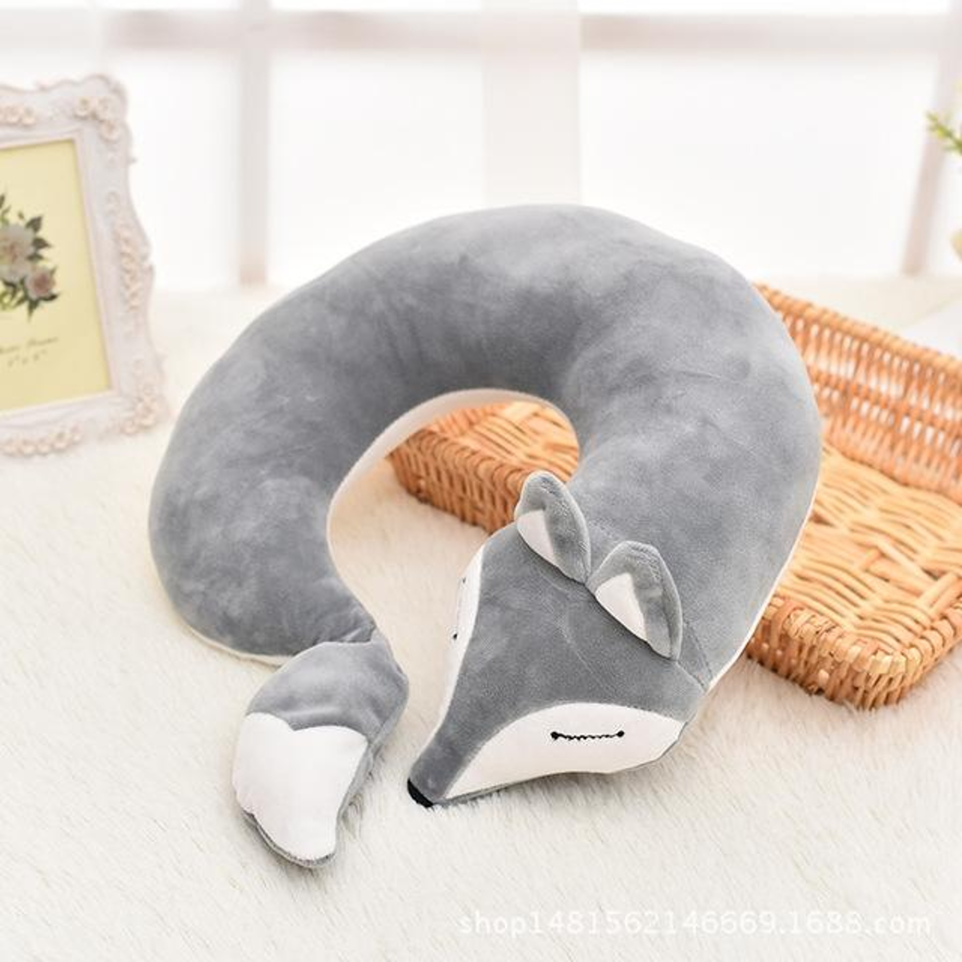 Cute Fox Travel Neck Pillow Soft Plush U Shaped Neck Support Cushion For Car Plane And Office 0