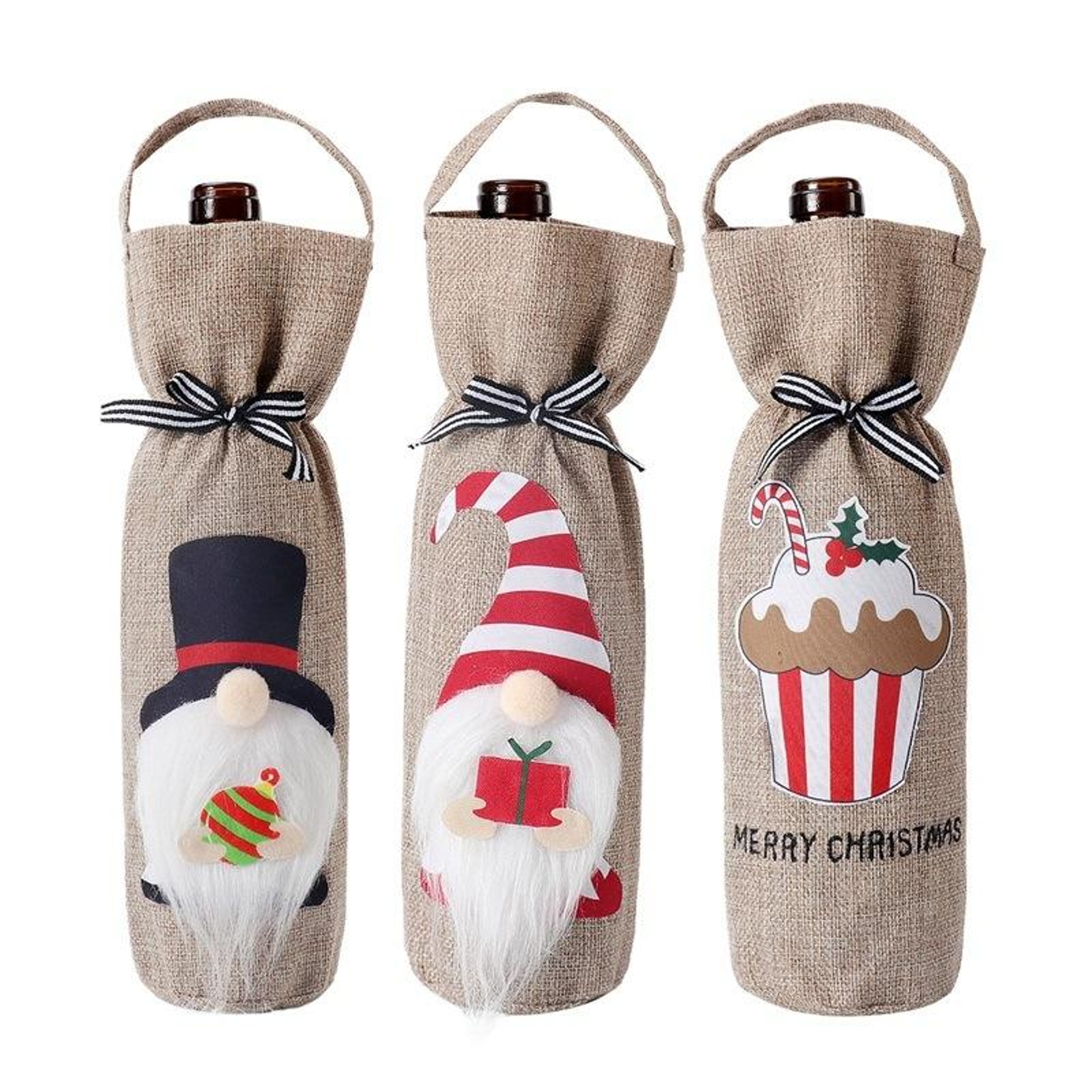 Festive Christmas Wine Bottle Bag Cloth Wine Bottle Cover For Holiday Gifts And Table Decor 1