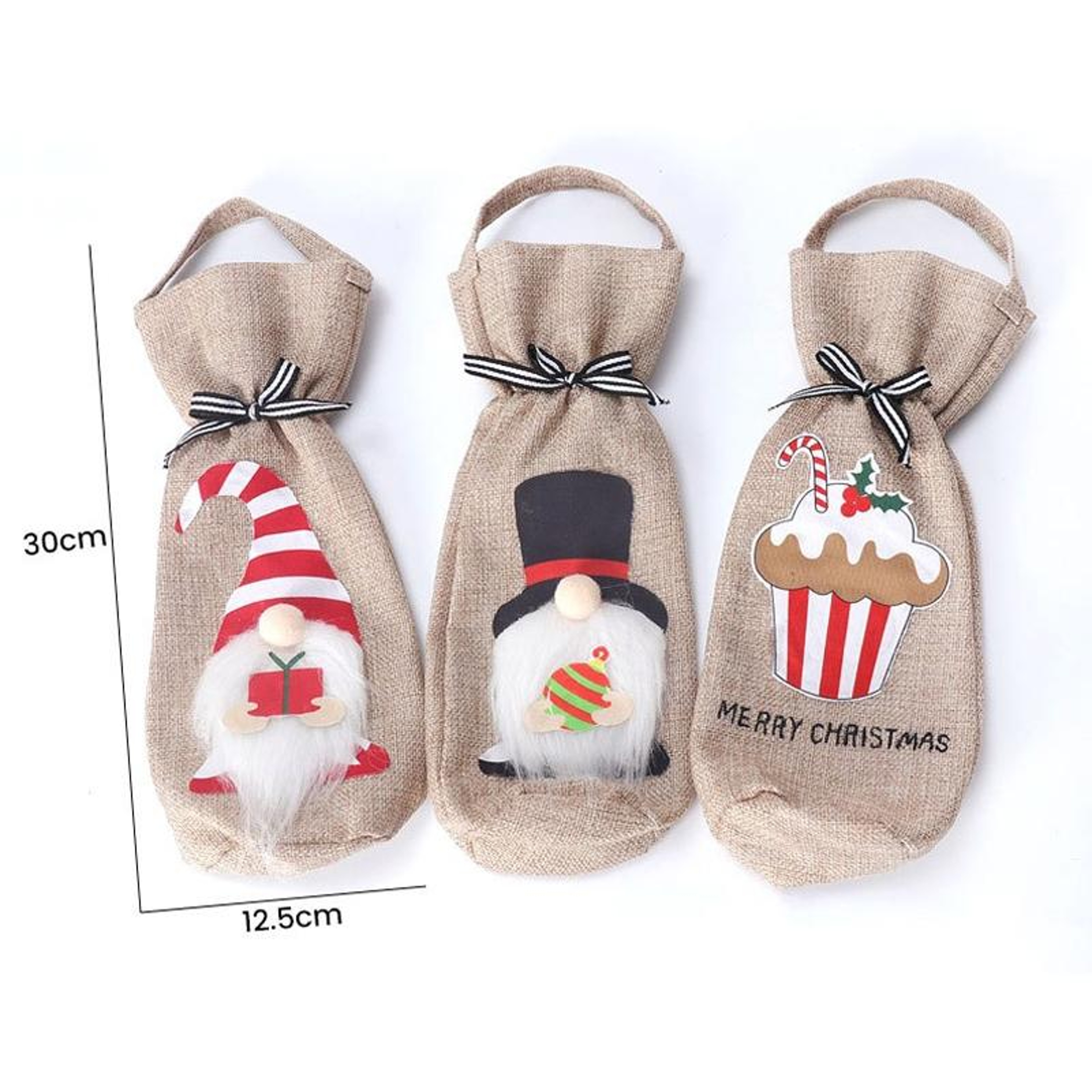 Festive Christmas Wine Bottle Bag Cloth Wine Bottle Cover For Holiday Gifts And Table Decor 2