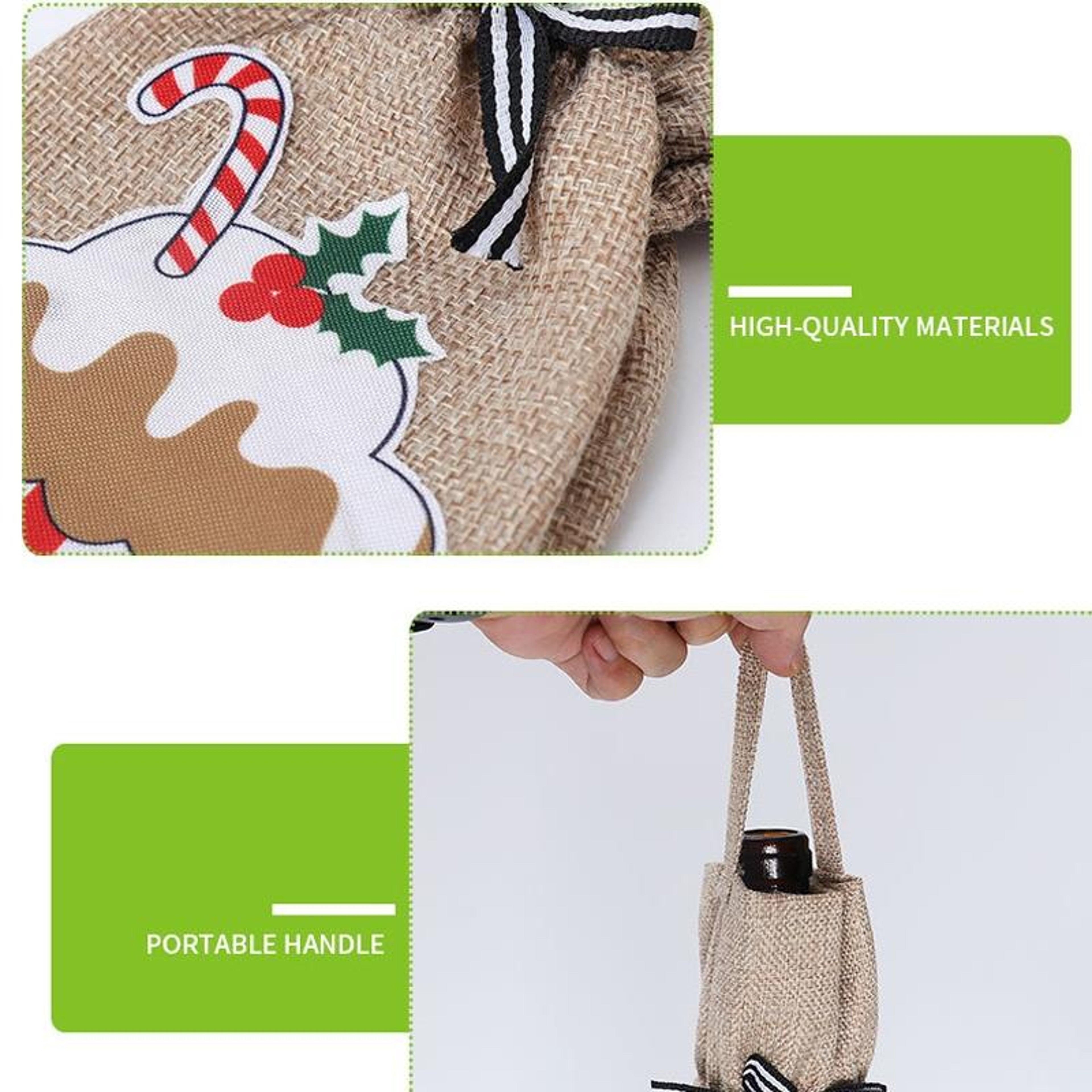 Festive Christmas Wine Bottle Bag Cloth Wine Bottle Cover For Holiday Gifts And Table Decor 4