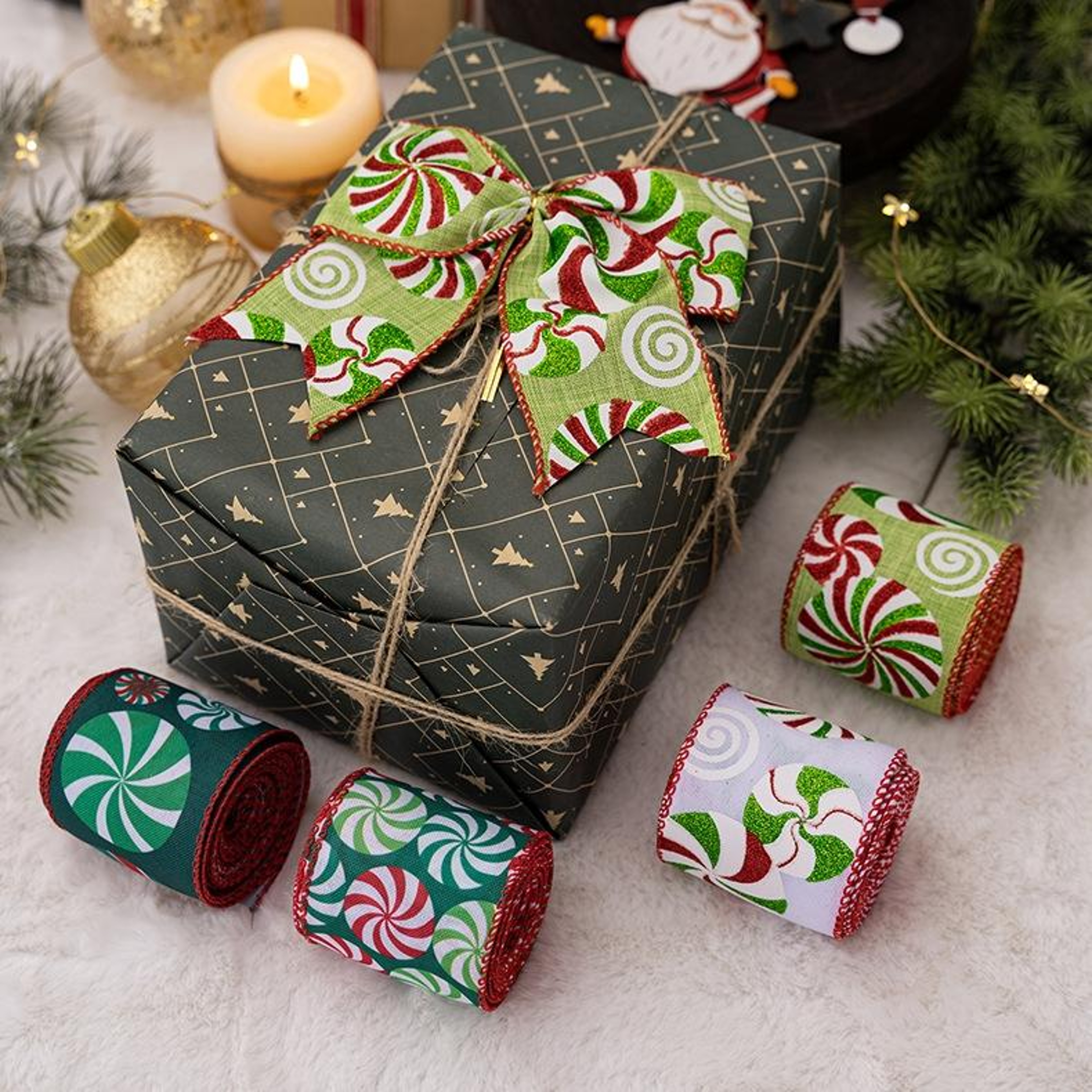Colorful Christmas Ribbon For Gift Wrapping DIY Bows And Christmas Tree Decorations 5