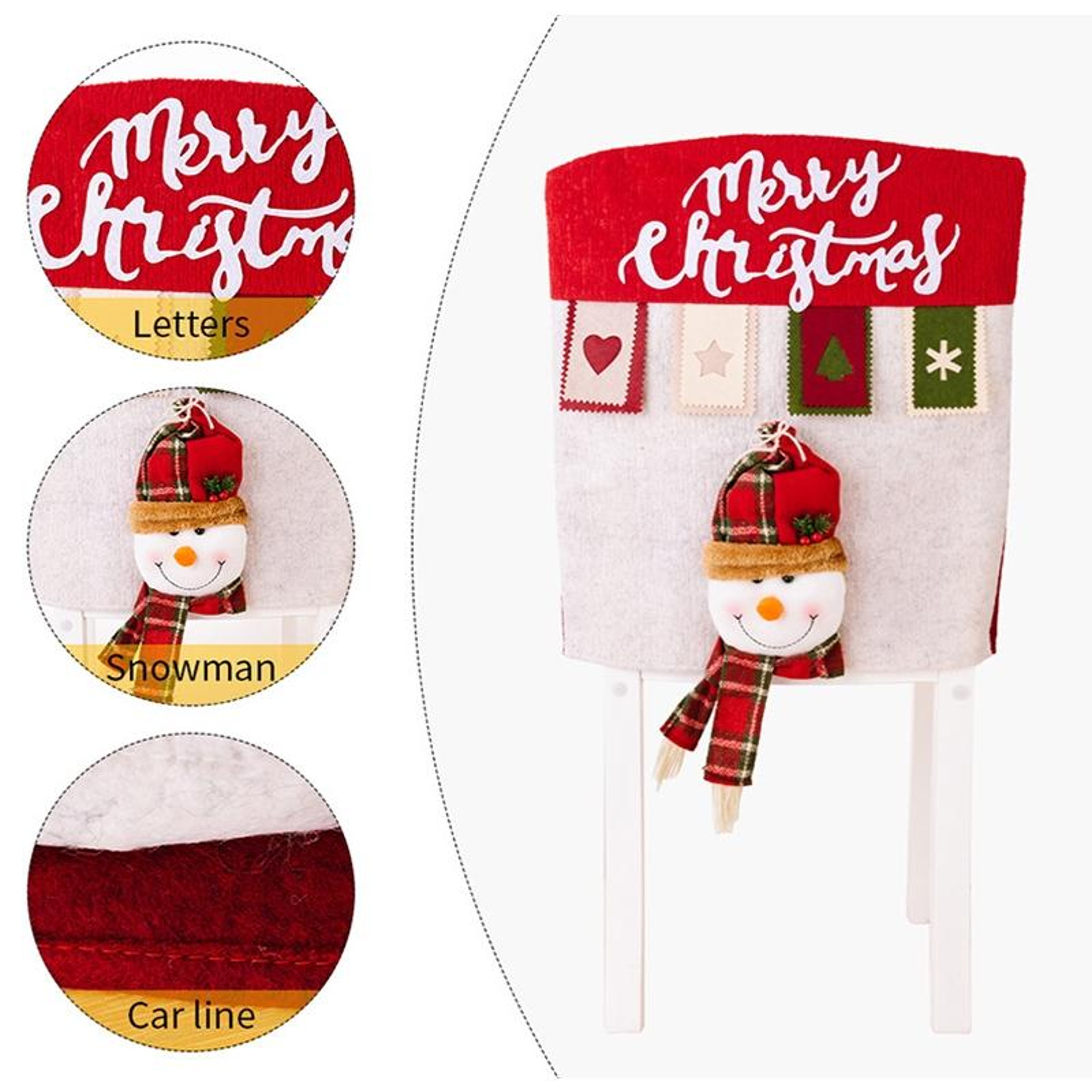 3D Christmas Chair Cover Festive Cartoon Doll Chair Back Decoration 3