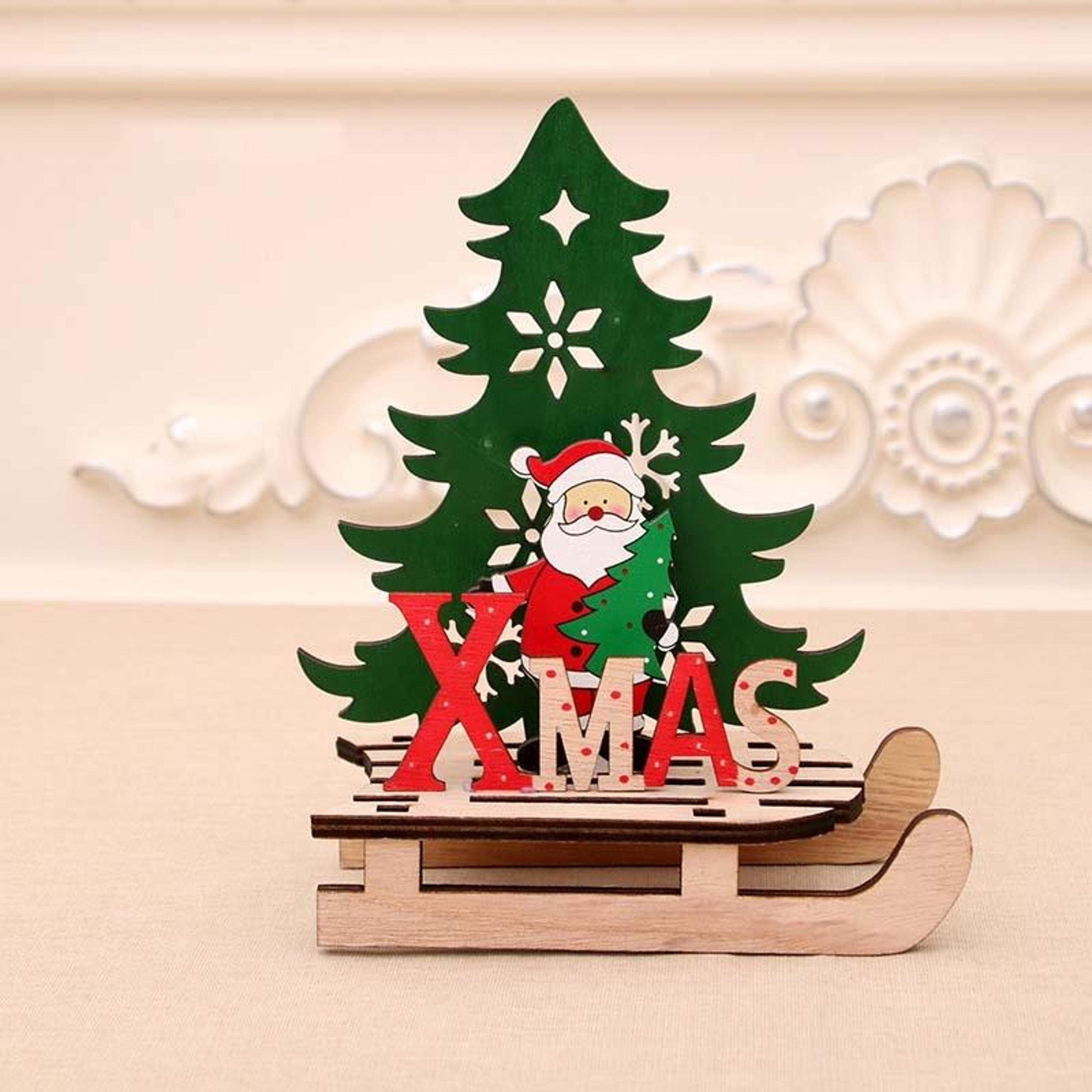 DIY Wooden Christmas Sleigh Decoration With Reindeer Festive Tabletop Ornament And Gift 6