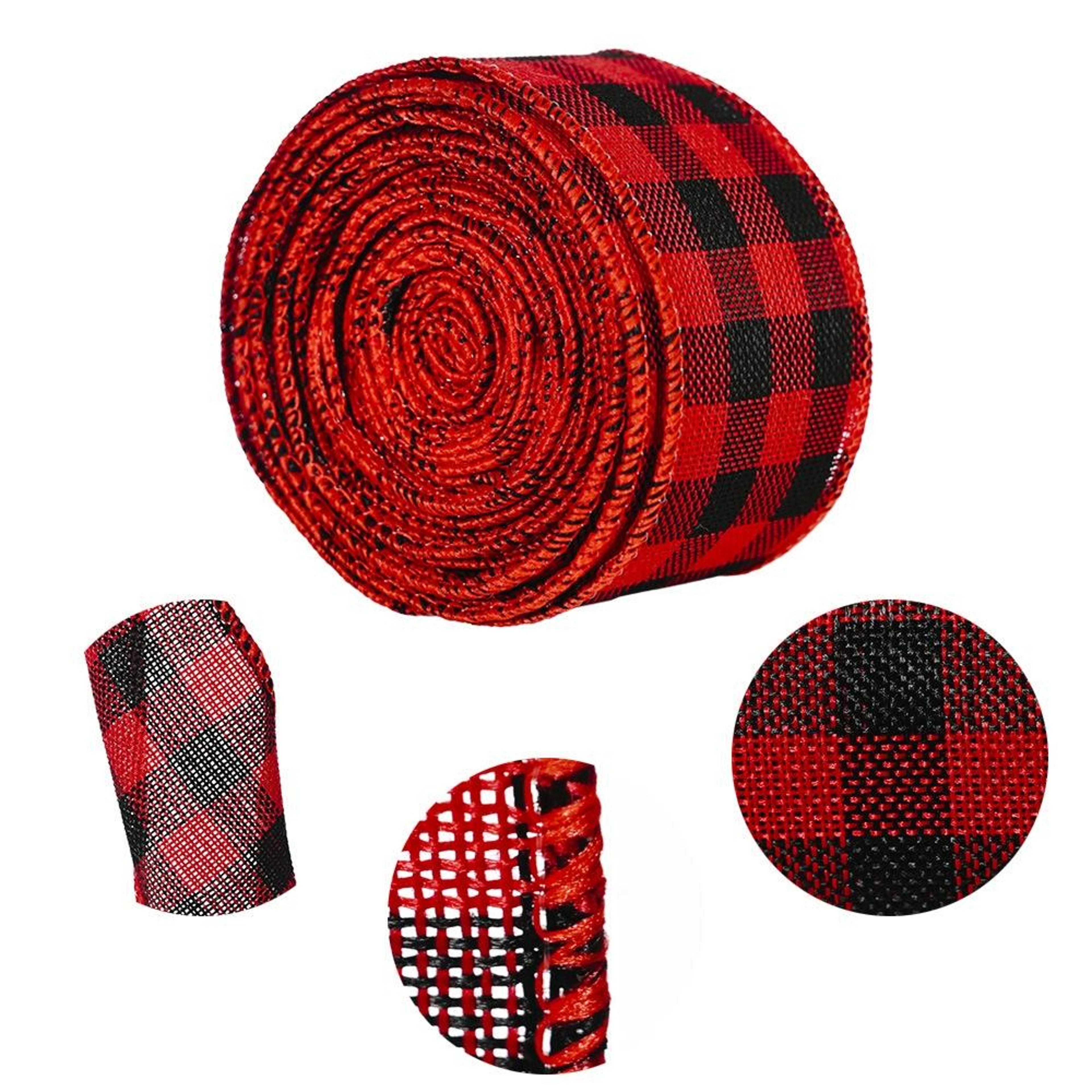 Red And Black Plaid Christmas Tree Ribbon 2m Decorative Holiday Ribbon 1
