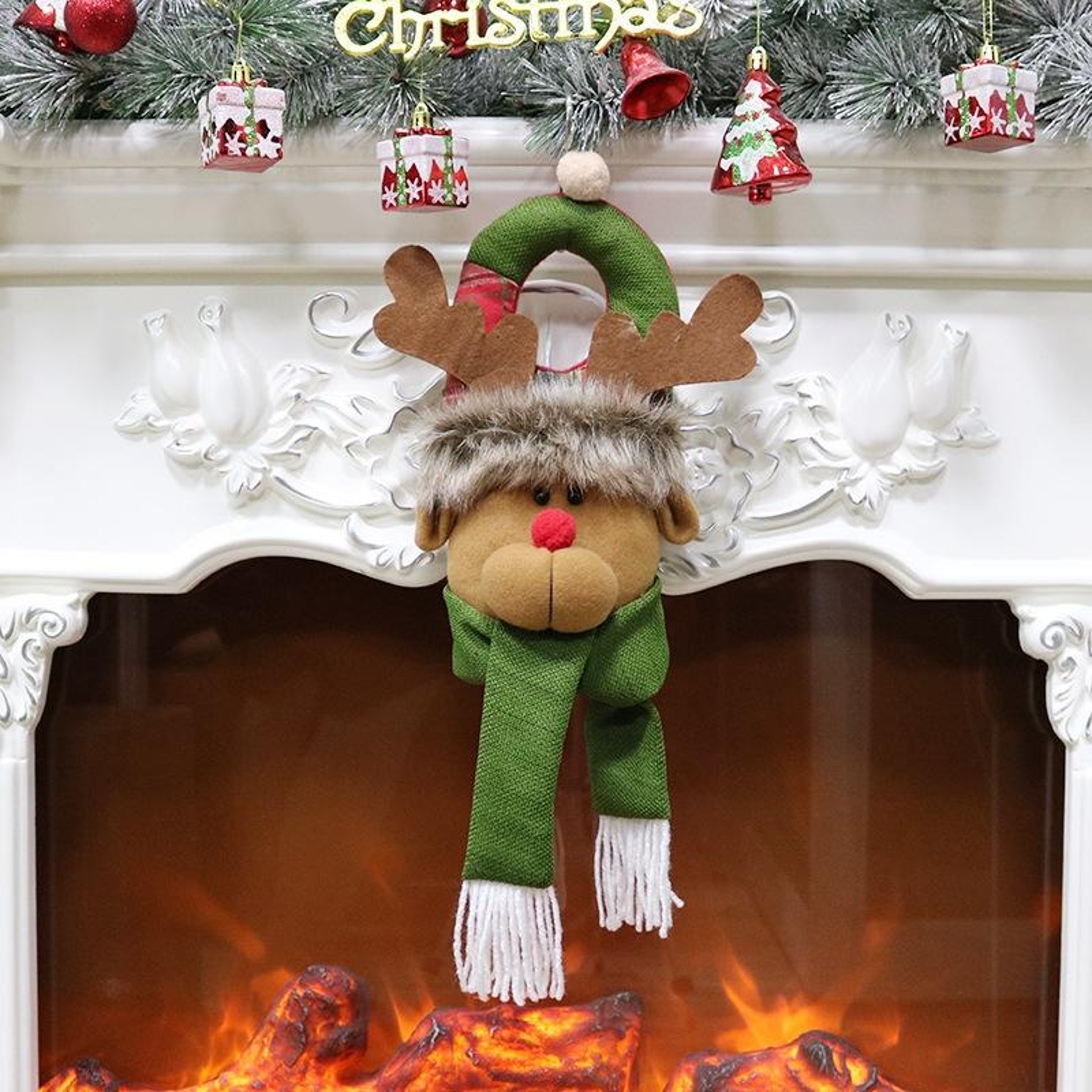 Handmade Christmas Door Hanger Santa Snowman Reindeer Holiday Door Decor 4