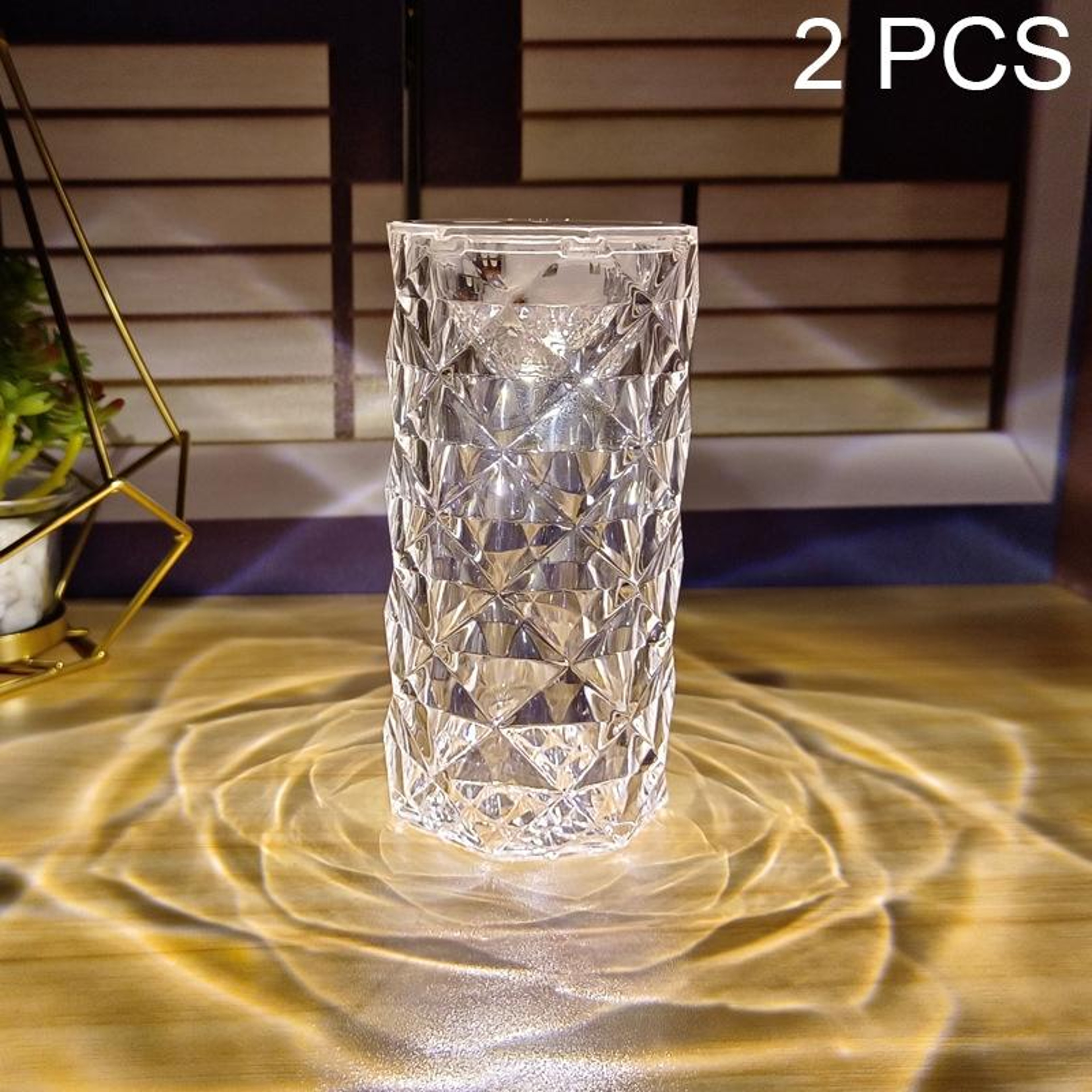 2 PCS Crystal Rose Lamp With Soft Rose Projection Bedside Ambient Night Light 6