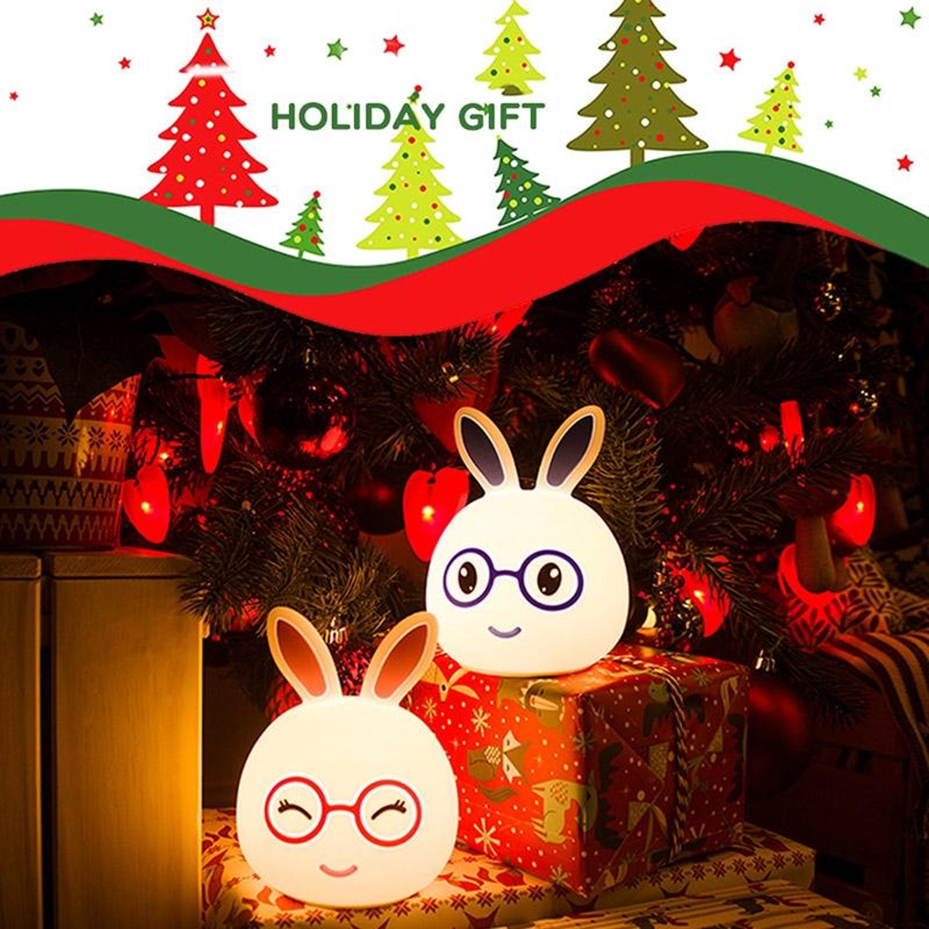 Cute Rabbit Night Light For Kids With Color Changing Light And Touch Pat Sensor 3