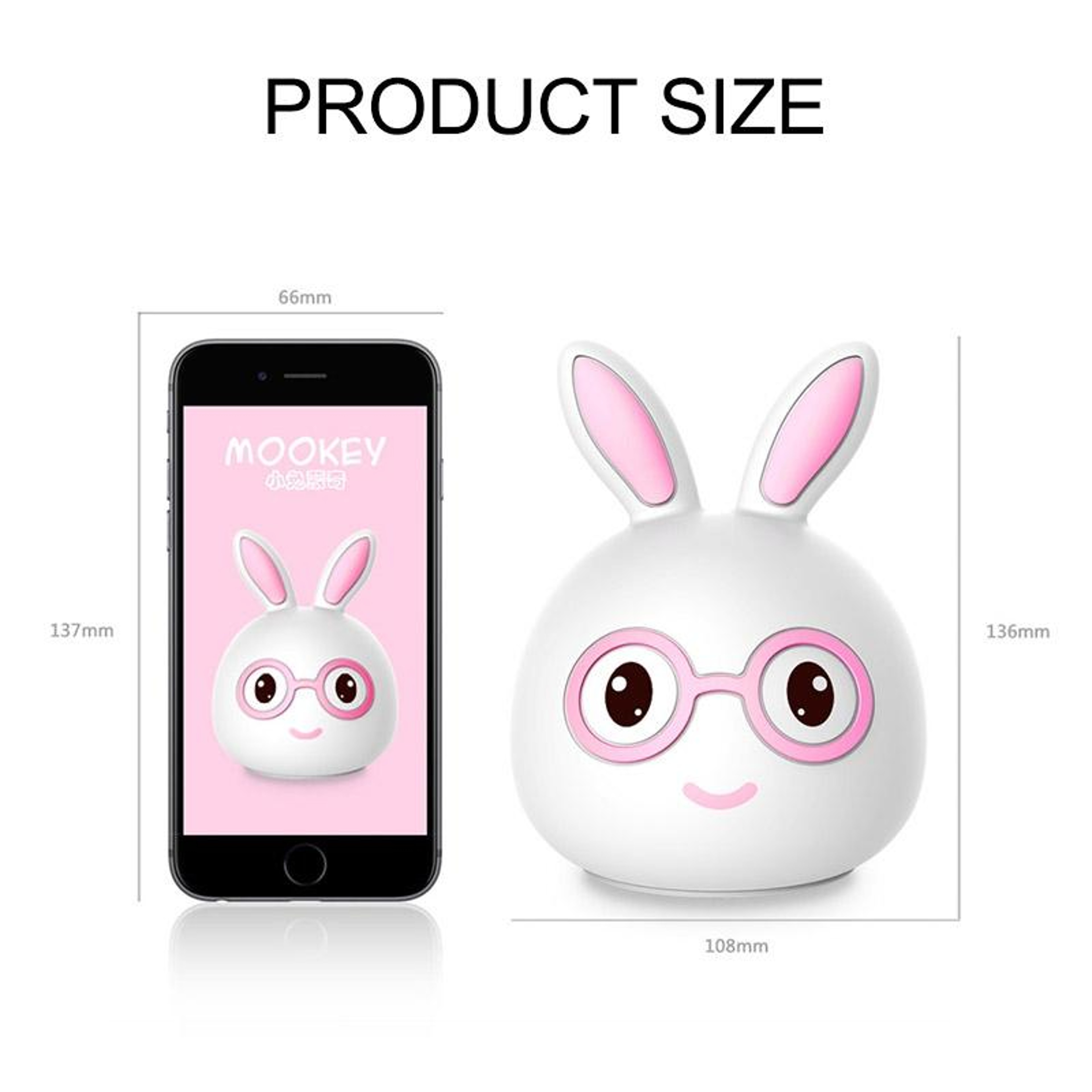 Cute Rabbit Night Light For Kids With Color Changing Light And Touch Pat Sensor 8