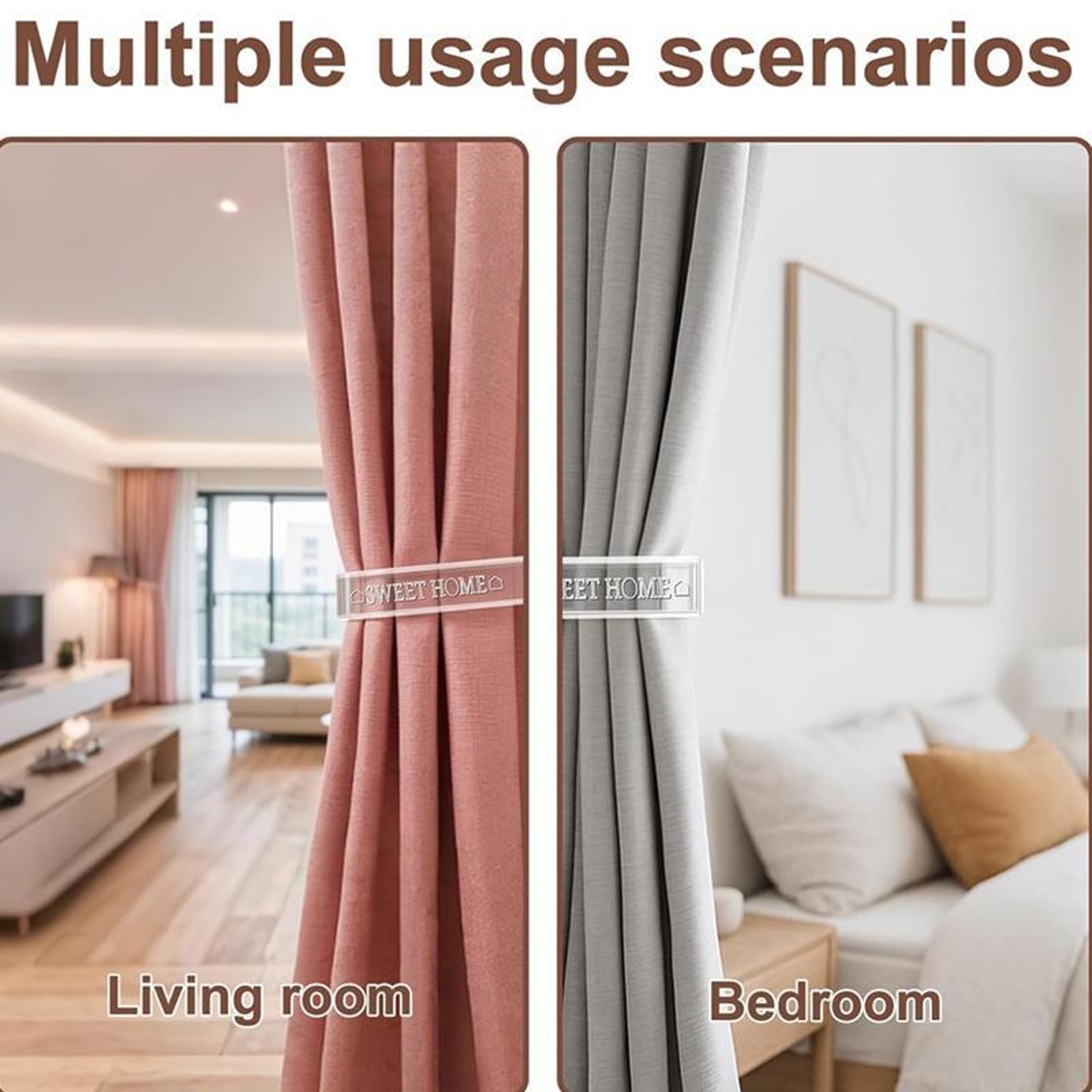 Clear Acrylic Curtain Tiebacks 1 Pair No Drill Curtain Holdbacks for Sheer and Blackout Curtains – view 6