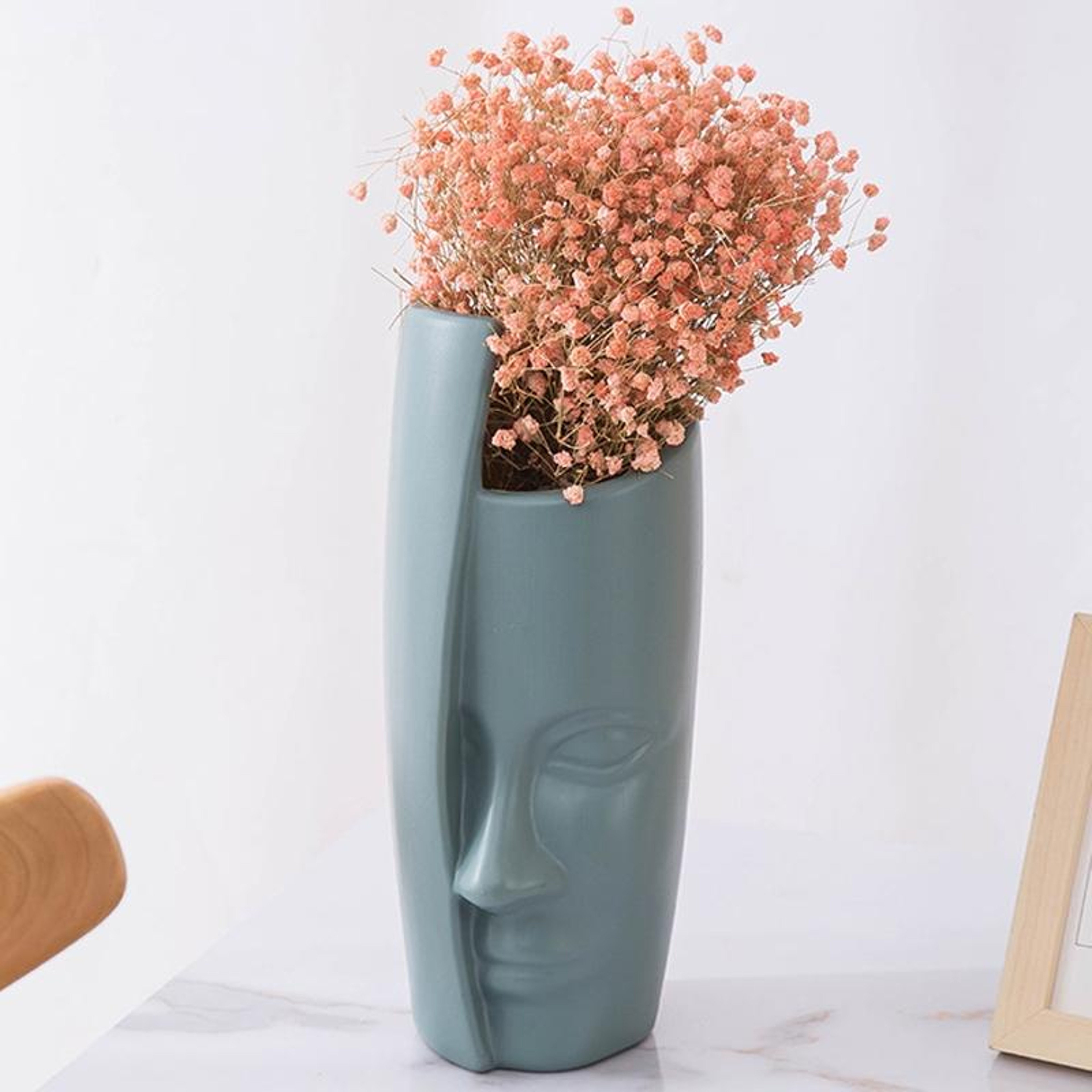 Unbreakable Vase Ceramic Look PE Dried Flower Vase For Modern Home Decor 7