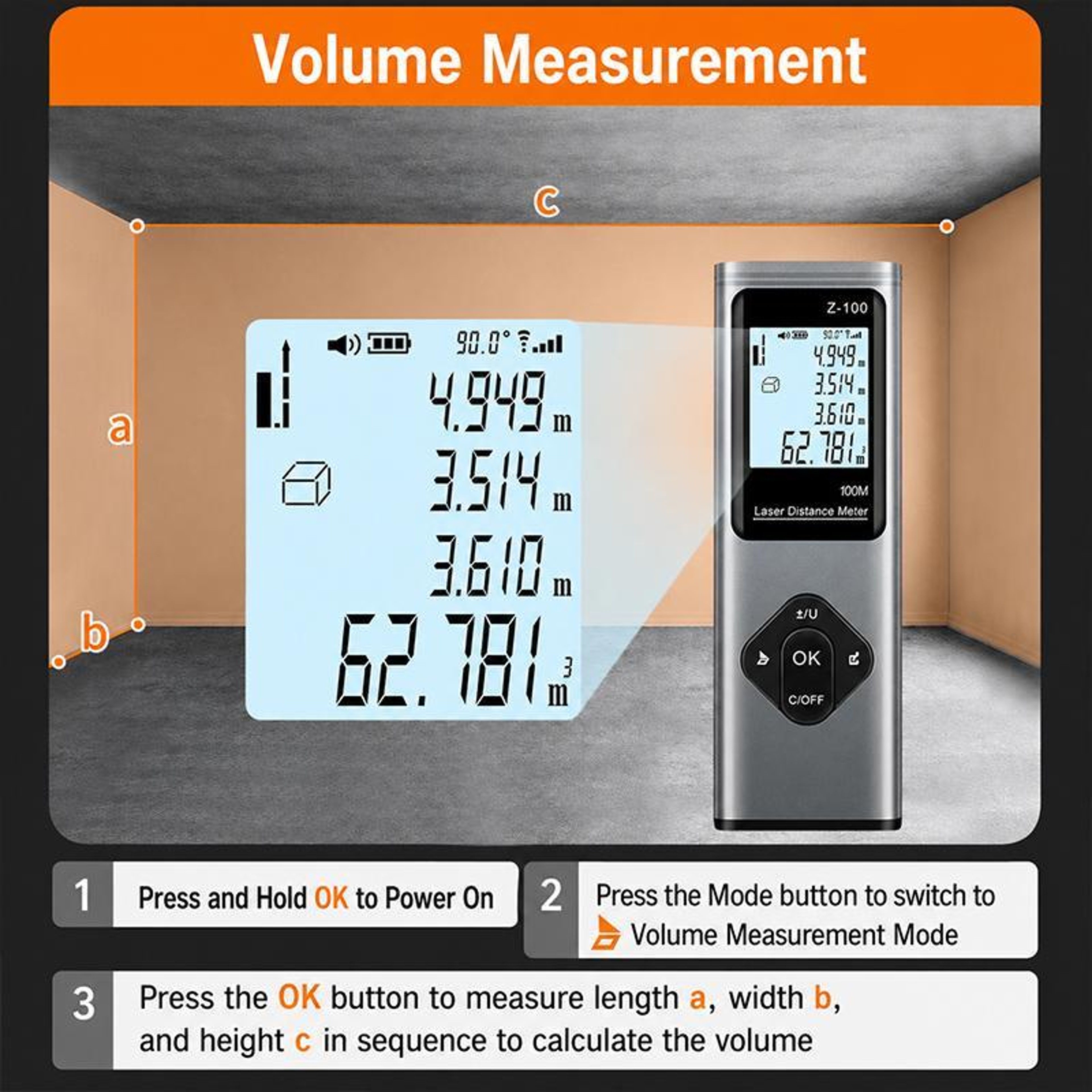 3 in 1 Laser Distance Meter 40m Crosshair Digital Measuring Tool with Angle Sensor – view 3