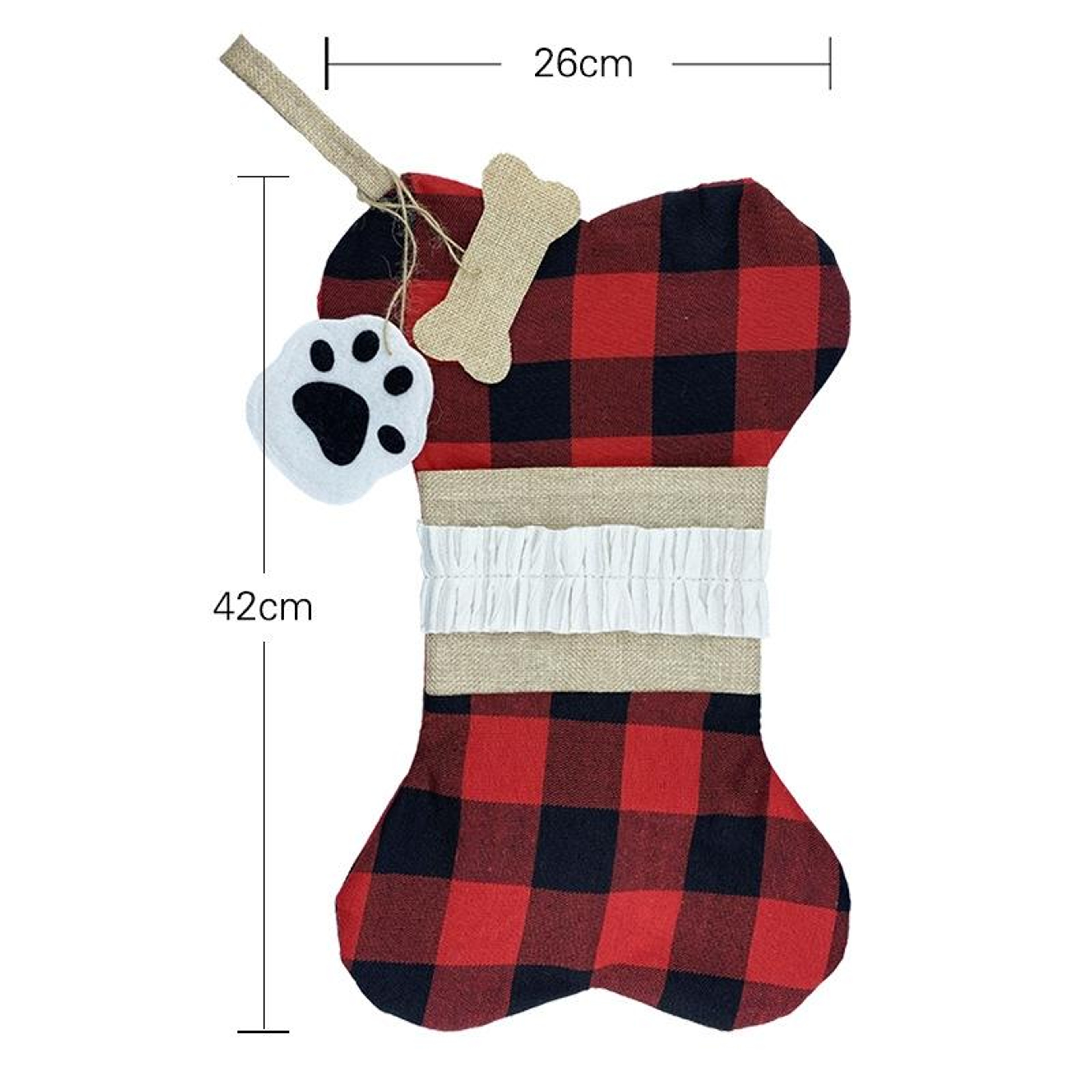 Bone Shaped Dog Christmas Stocking Pet Gift Bag And Rustic Holiday Decoration 2