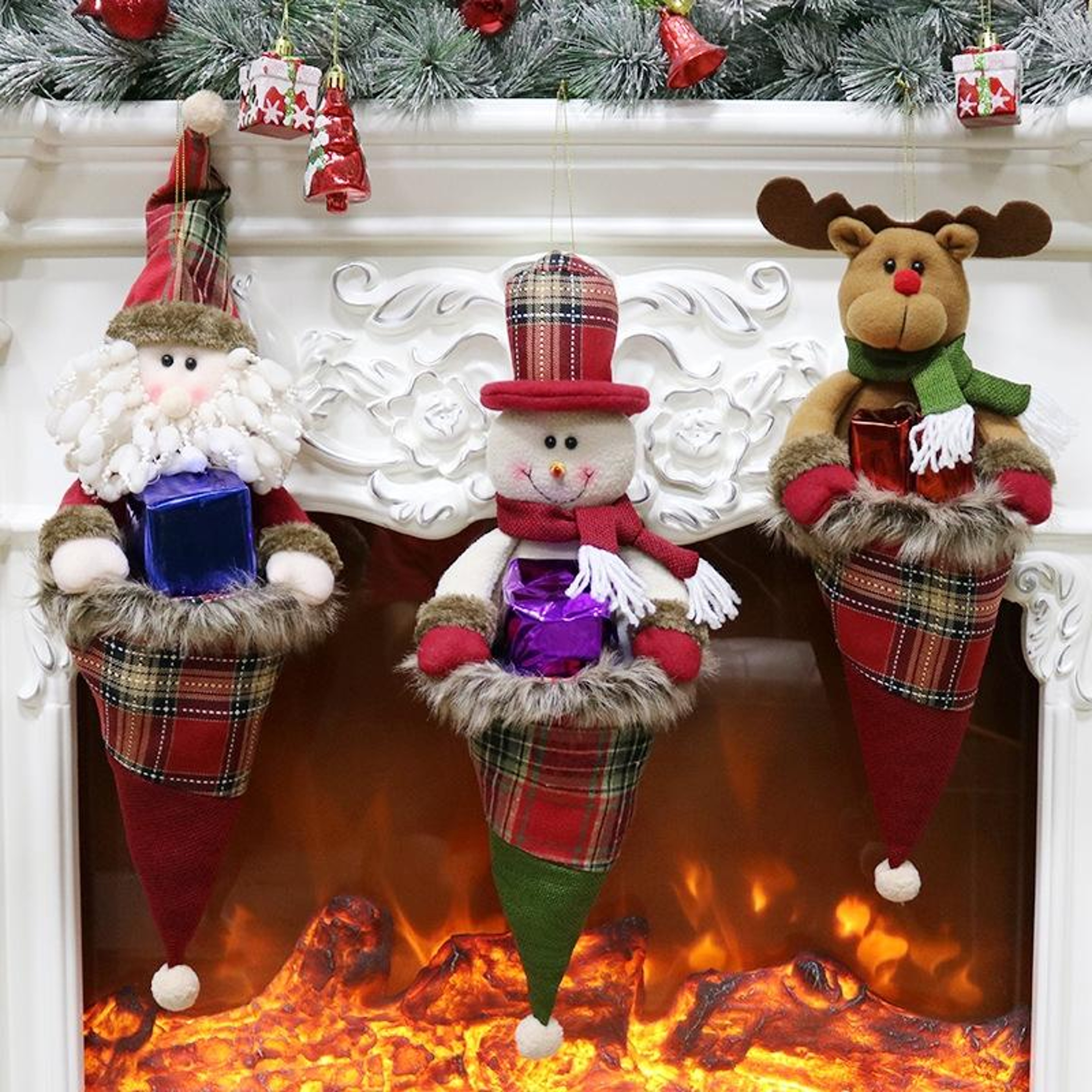 Christmas Stocking Gift Bag 47cm Handmade Candy Bag For Christmas Tree Decoration 0