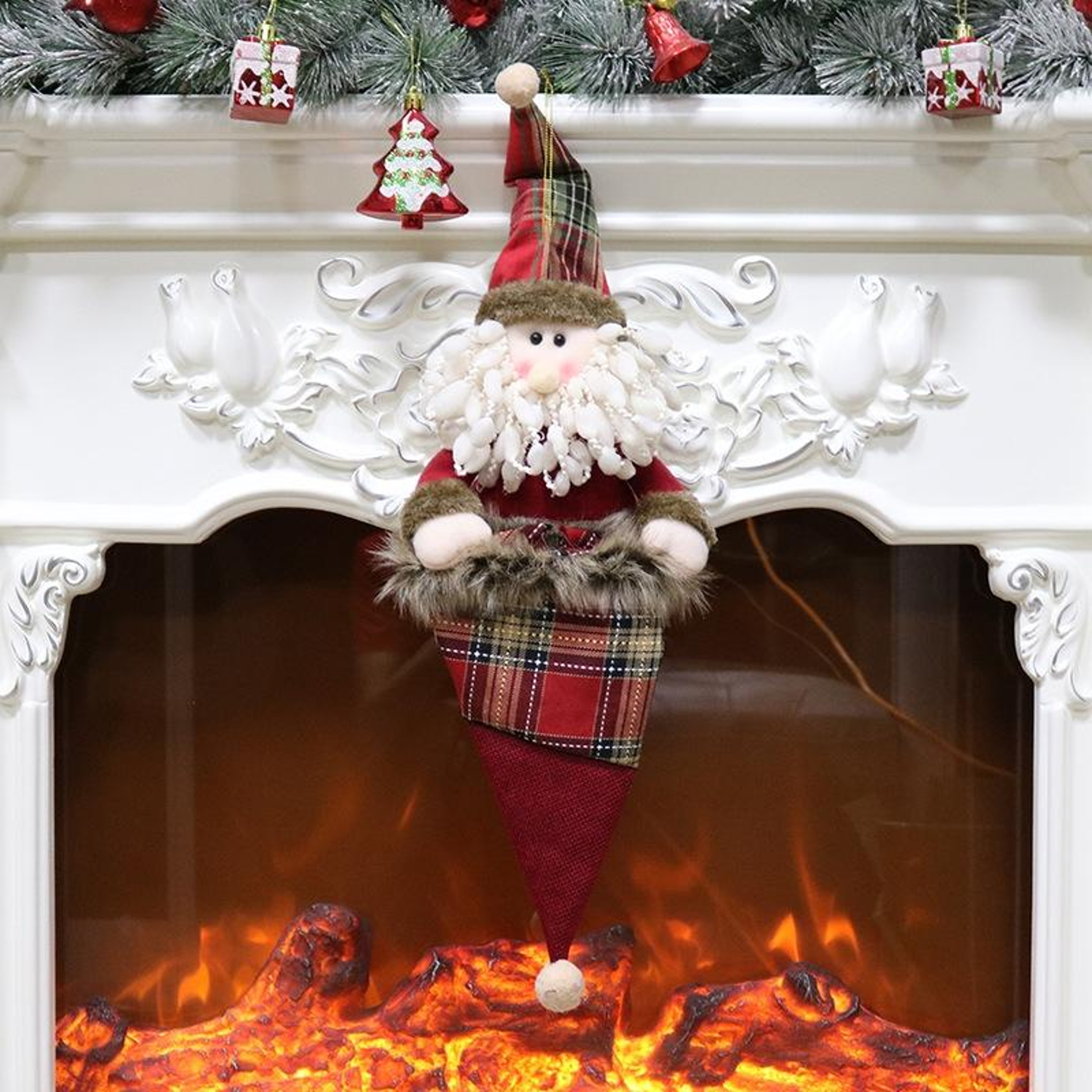 Christmas Stocking Gift Bag 47cm Handmade Candy Bag For Christmas Tree Decoration 3