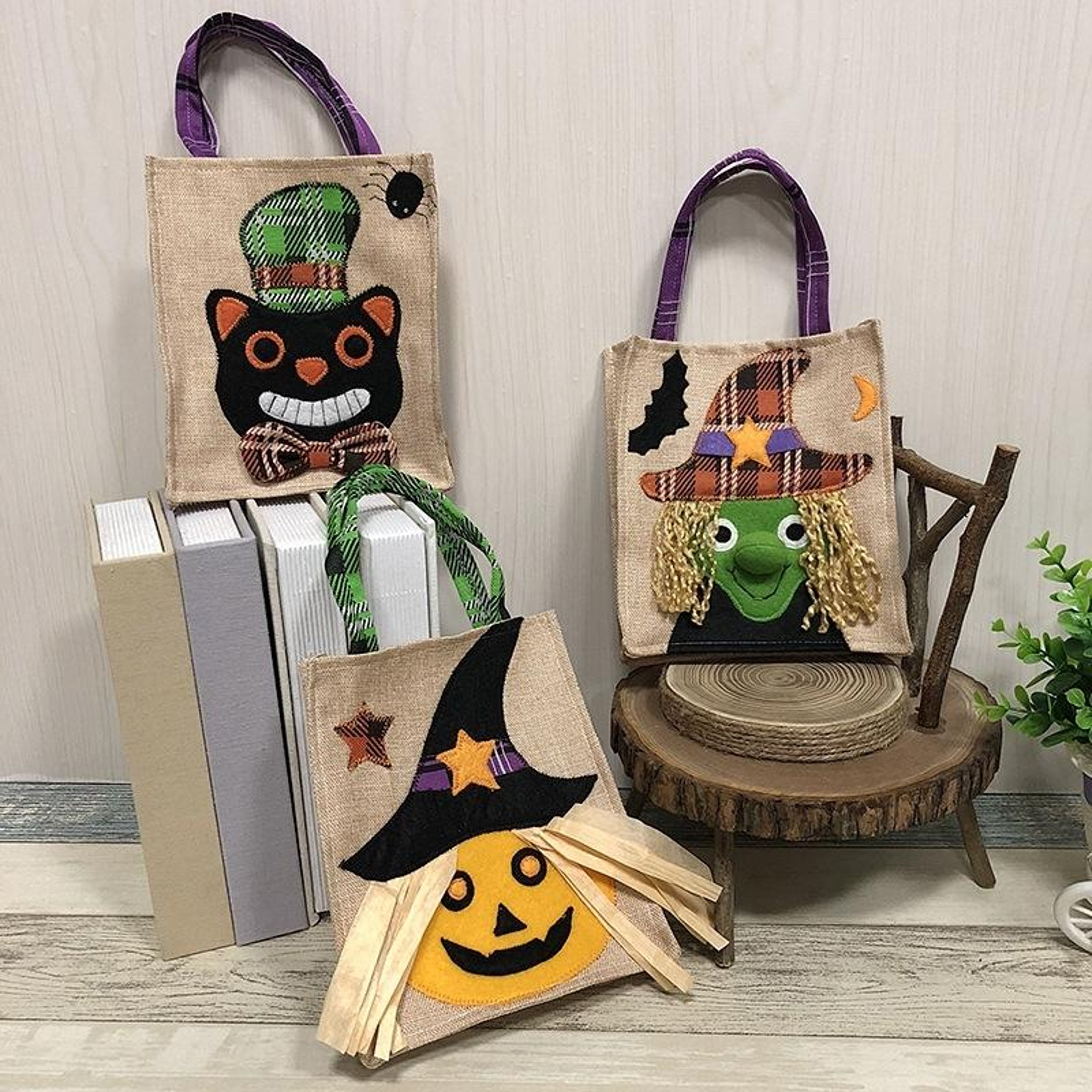 Spooky Witch Halloween Gift Bag Reusable Halloween Treat Bag For Candy Gifts  Party Decor 0